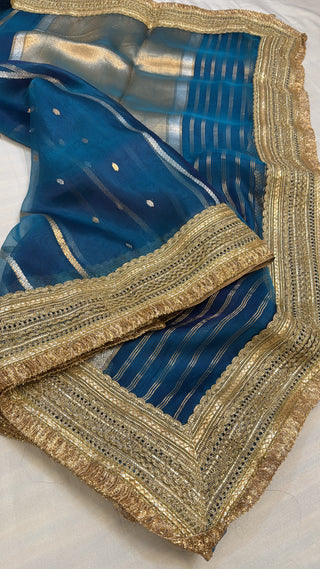 Maharani marine blue tissue silk sarees