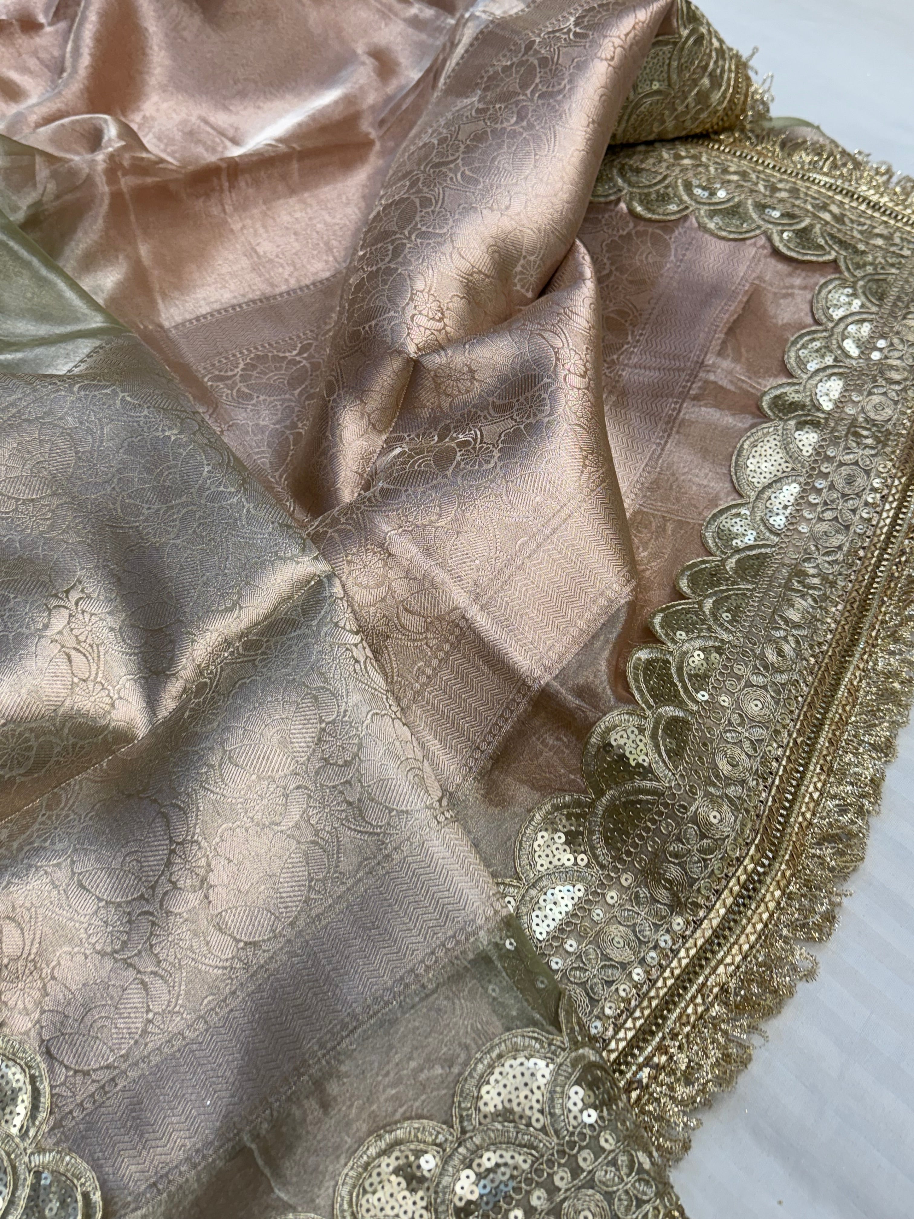 Maharani rang birangi shaded kadhwa multicoloured tissue silk saree