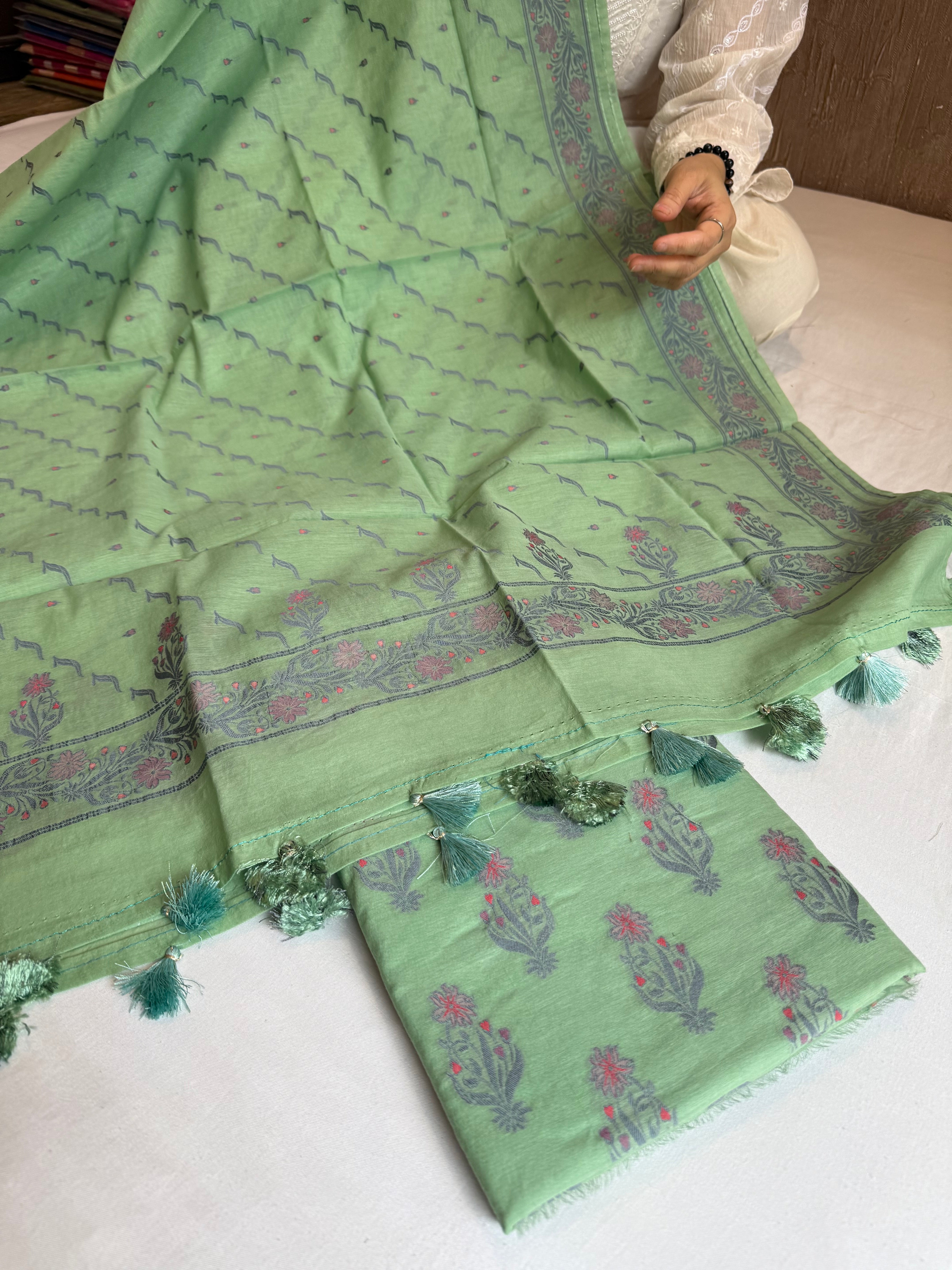 Banarasi cotton resham meenakari suit set