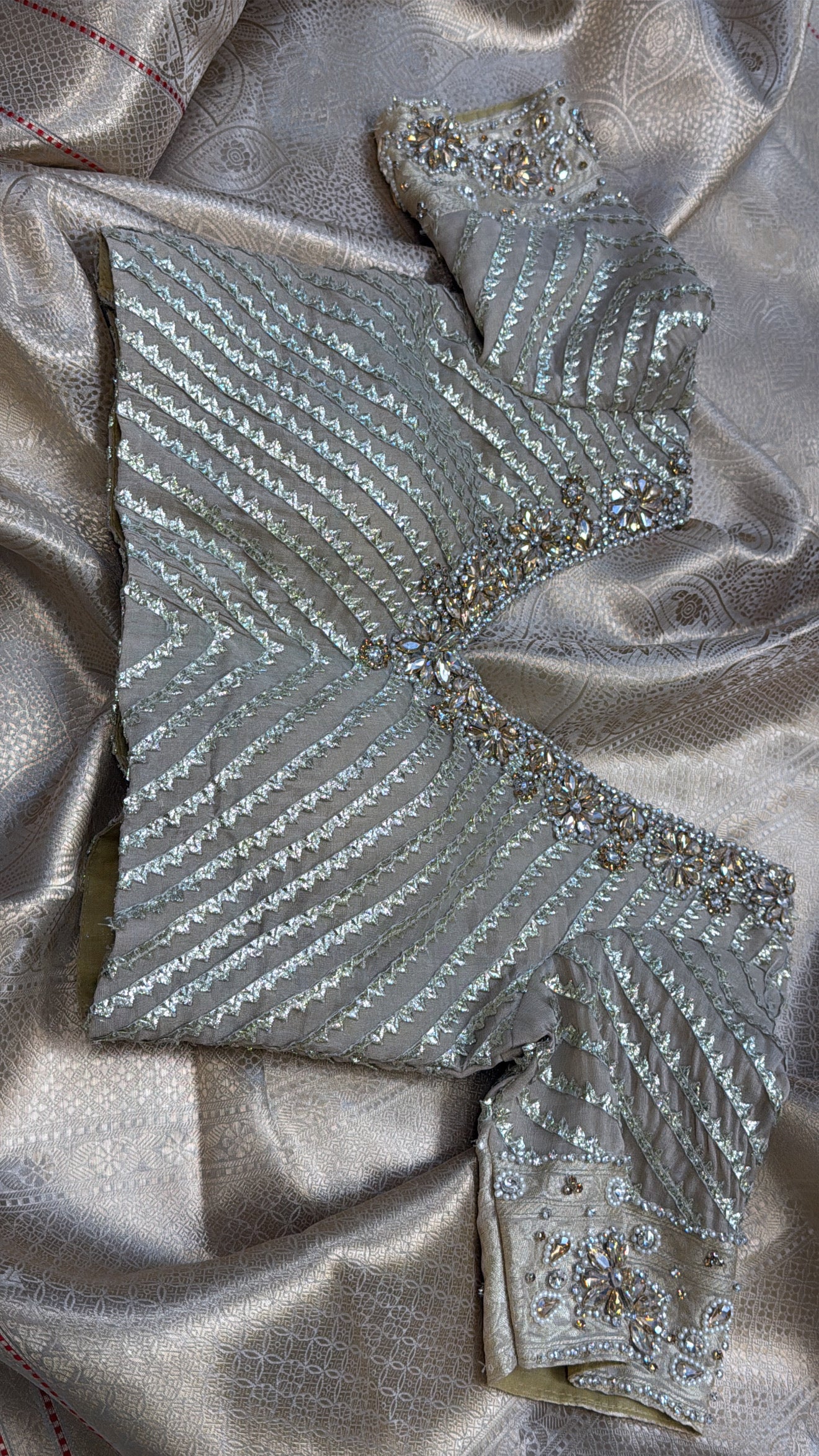 Liquid gold banarasi hand embroidered blouse piece