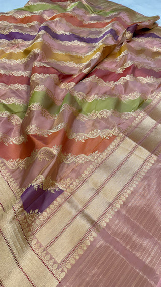 Rangkaat katan silk tissue kadhwa jungla meenakari heavy duppata