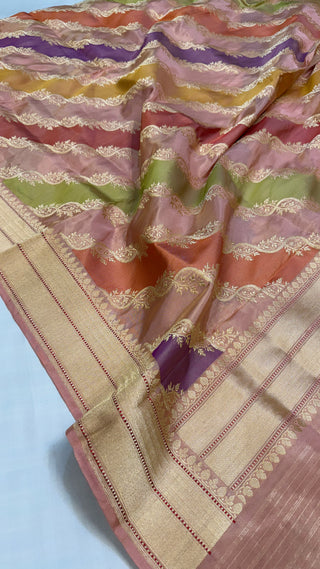 Rangkaat katan silk tissue kadhwa jungla meenakari heavy duppata