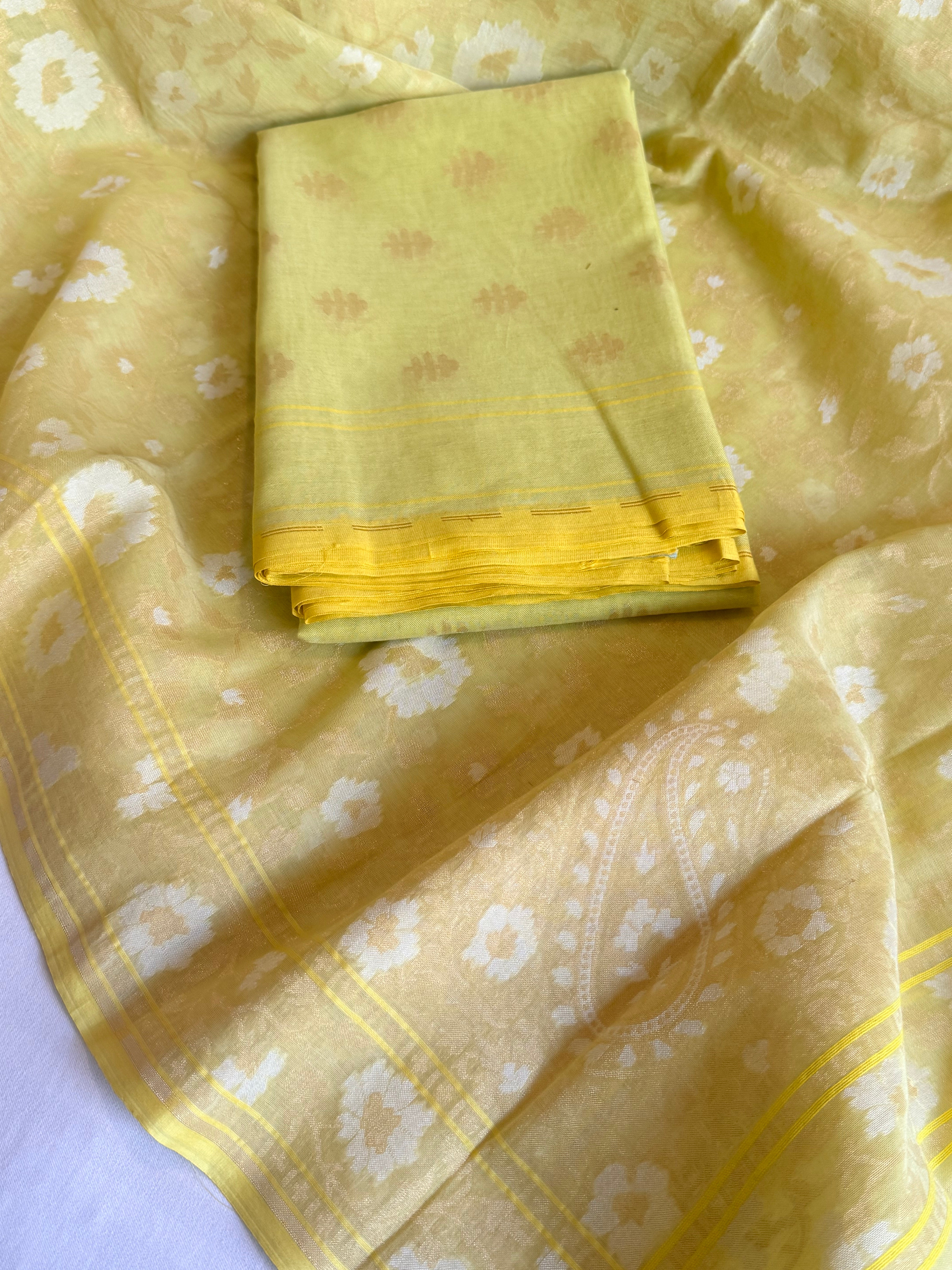 Iktara jamdani kadhwa sona rupa weaving banarasi mul cotton suit set