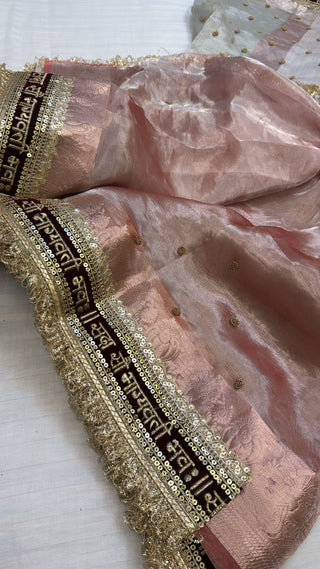 “Sada saubhagyawati” border panetar tissue silk kadhwa contrast border saree