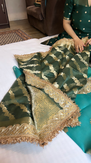 Sea green-bottle green heeramandi suit sets