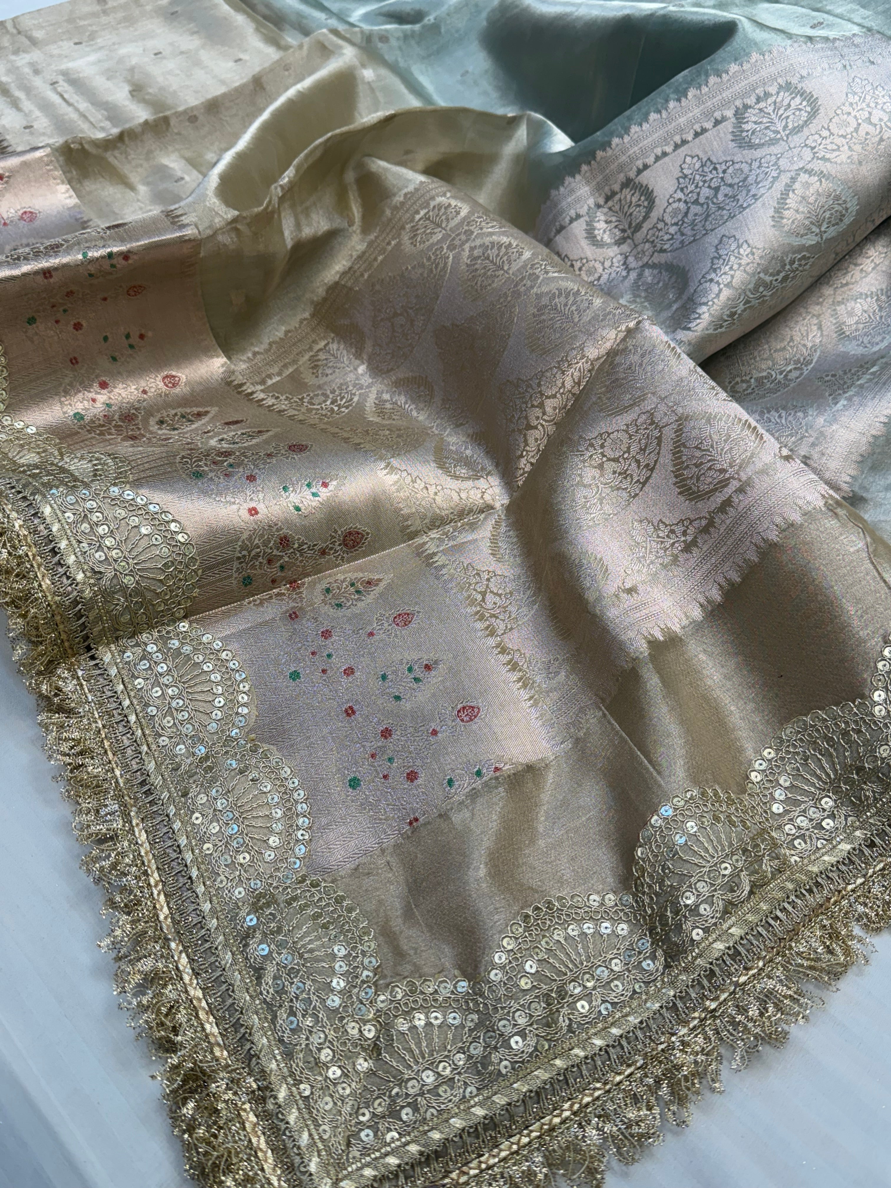 Maharani rang birangi tissue silk shaded kadhwa multicoloured saree