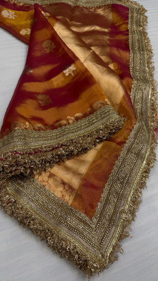 Maharani kanjivaram pink tissue silk kadhwa buta saree