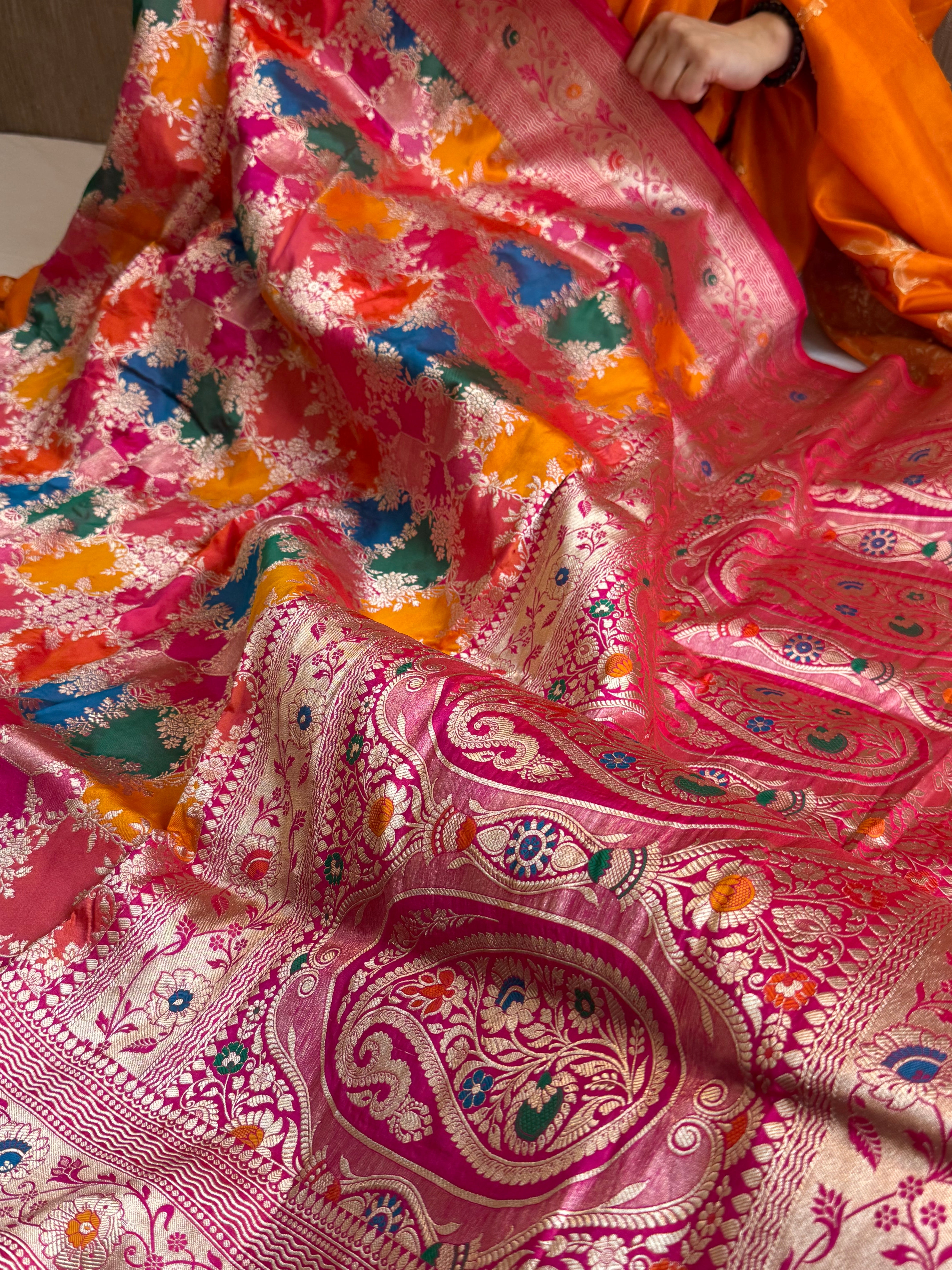Banarasi traditional katan silk kadhwa rangkaat weaving heritage saree