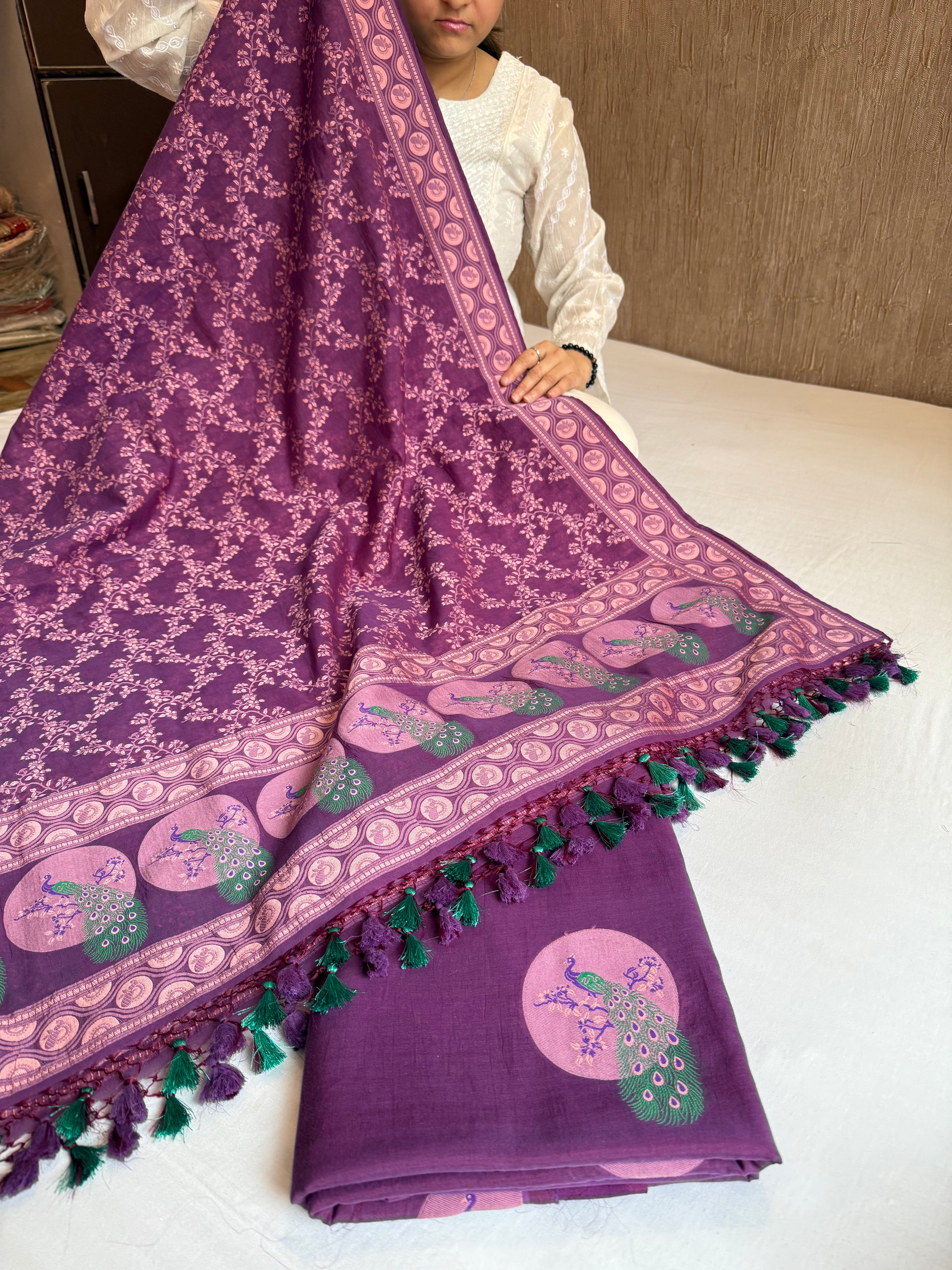 Banarasi cotton resham meenakari suit set