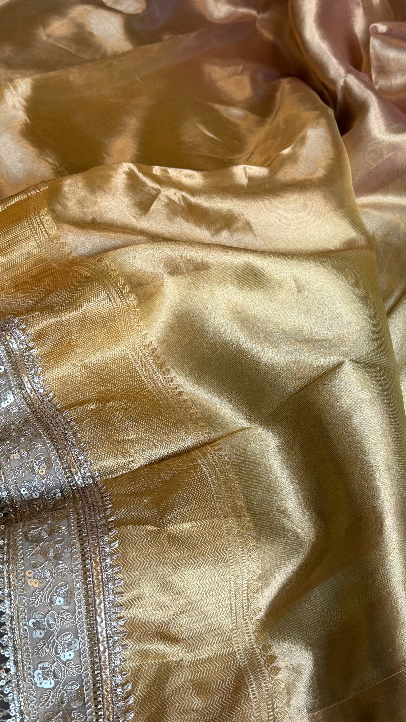 Earthy shades of rang birangi maharani tissue silk kadhwa saree
