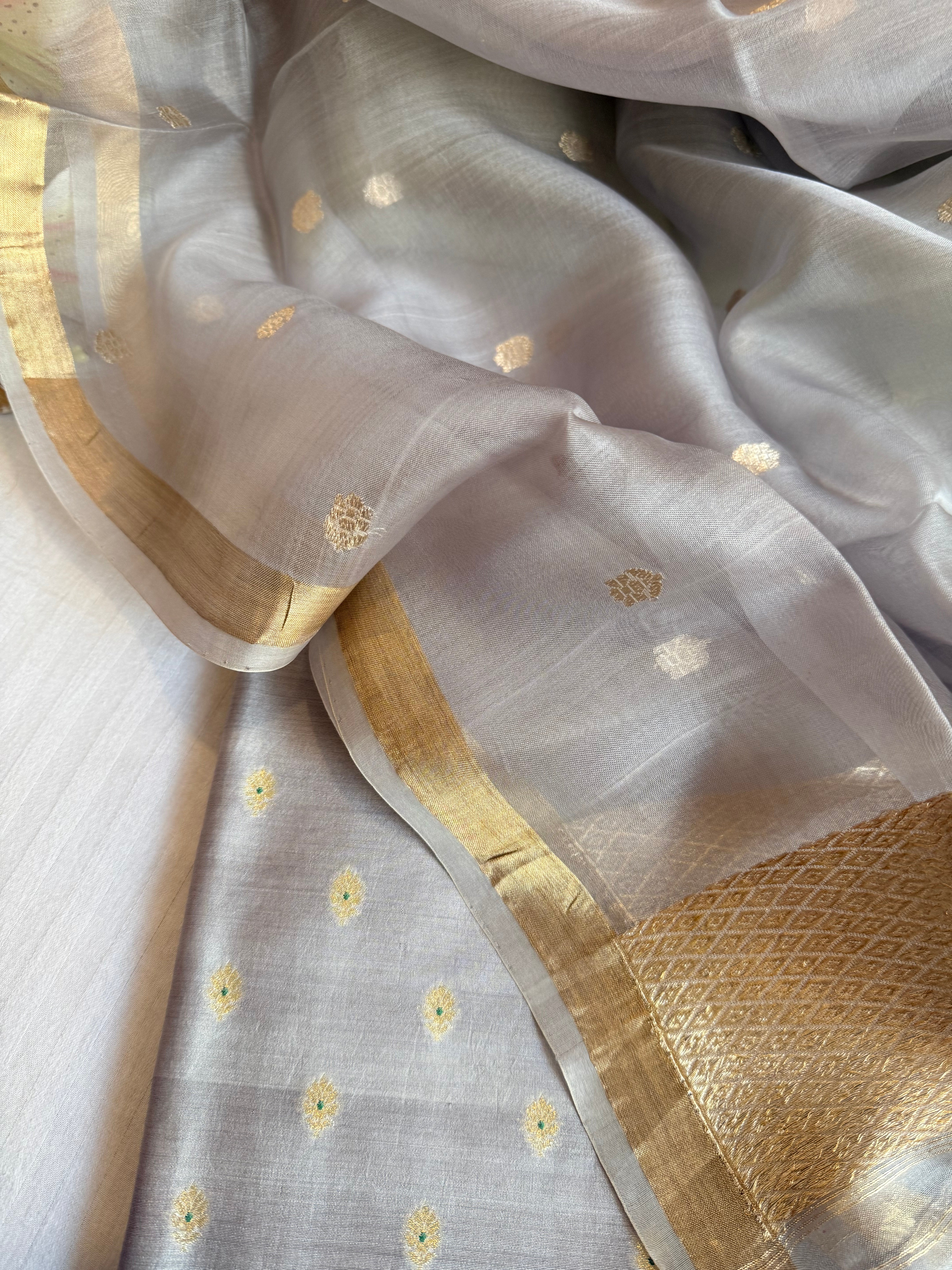 Summer suit sets - Spun chiniya silk kadhwa buti kora silk duppata suit sets