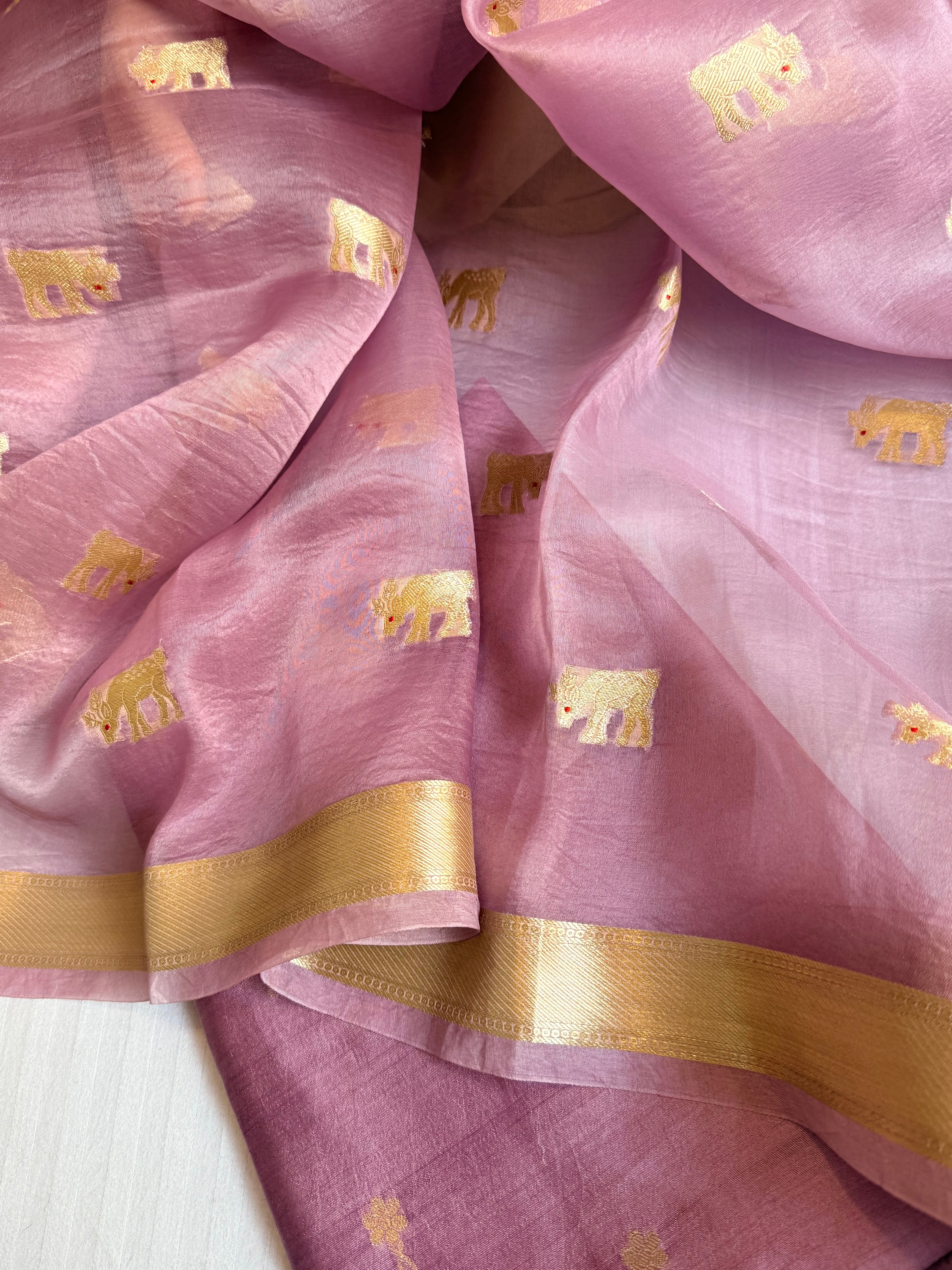 Summer suit sets - Spun chiniya silk kadhwa buti kora silk duppata suit sets