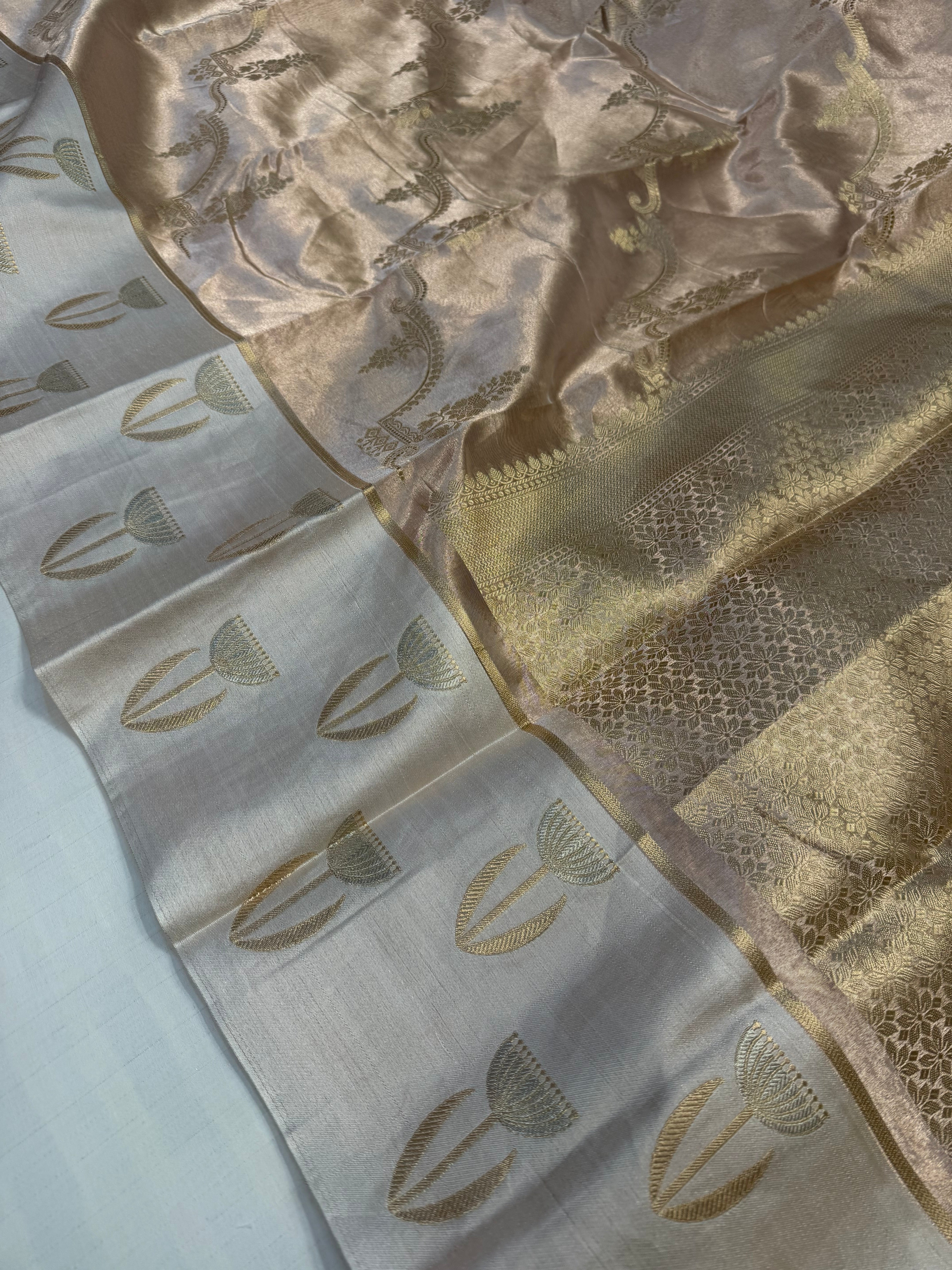 Kanjivaram tissue paithani border kadhwa sona rupa saree