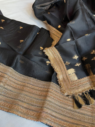 Black kora silk gotapatti kadhwa suit set
