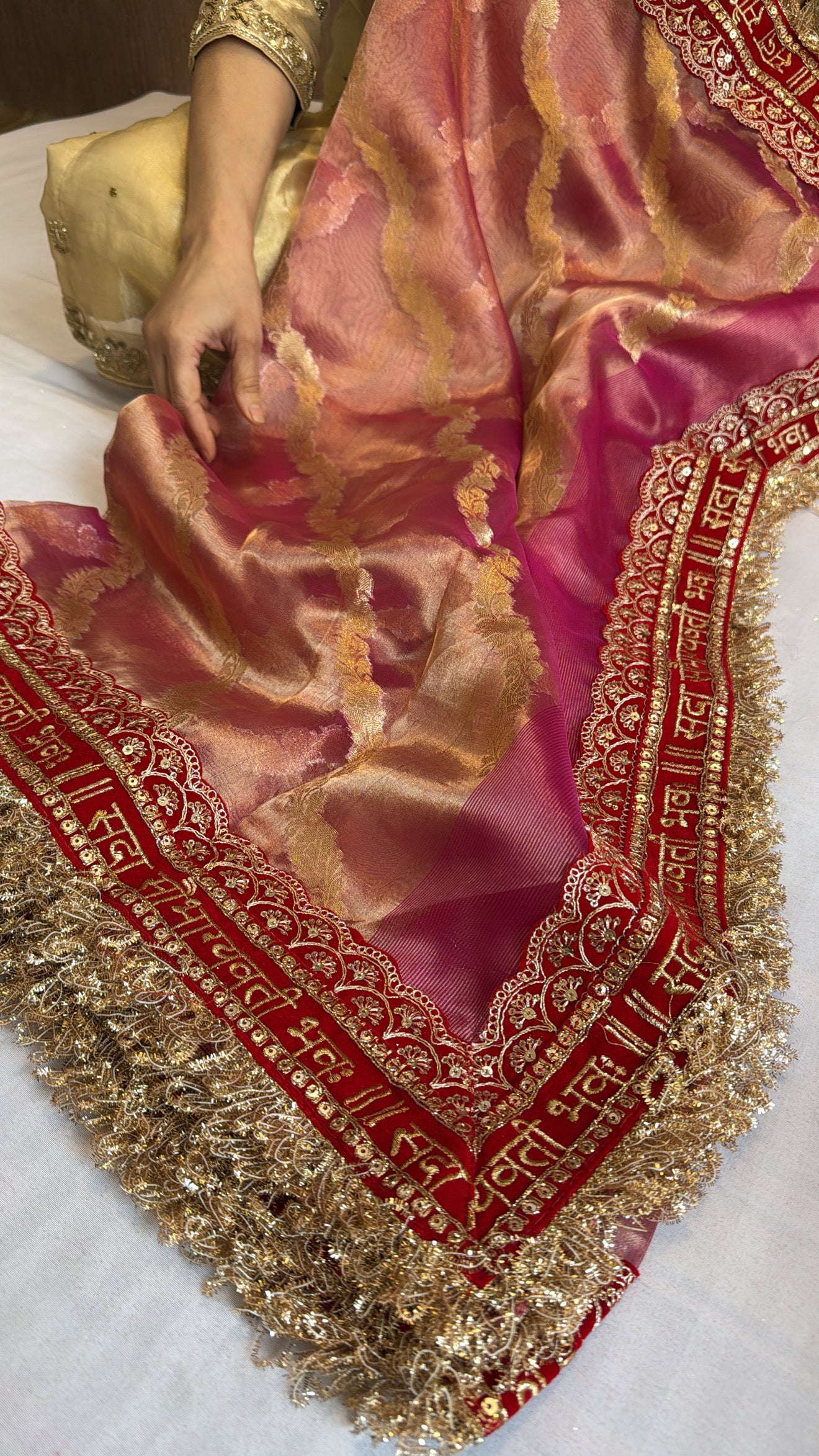 Maharani rani pink tissue silk duppata