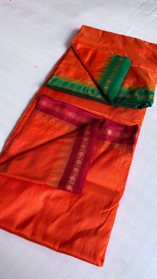 Dada’s special kesari orange dhoti duppata set for men