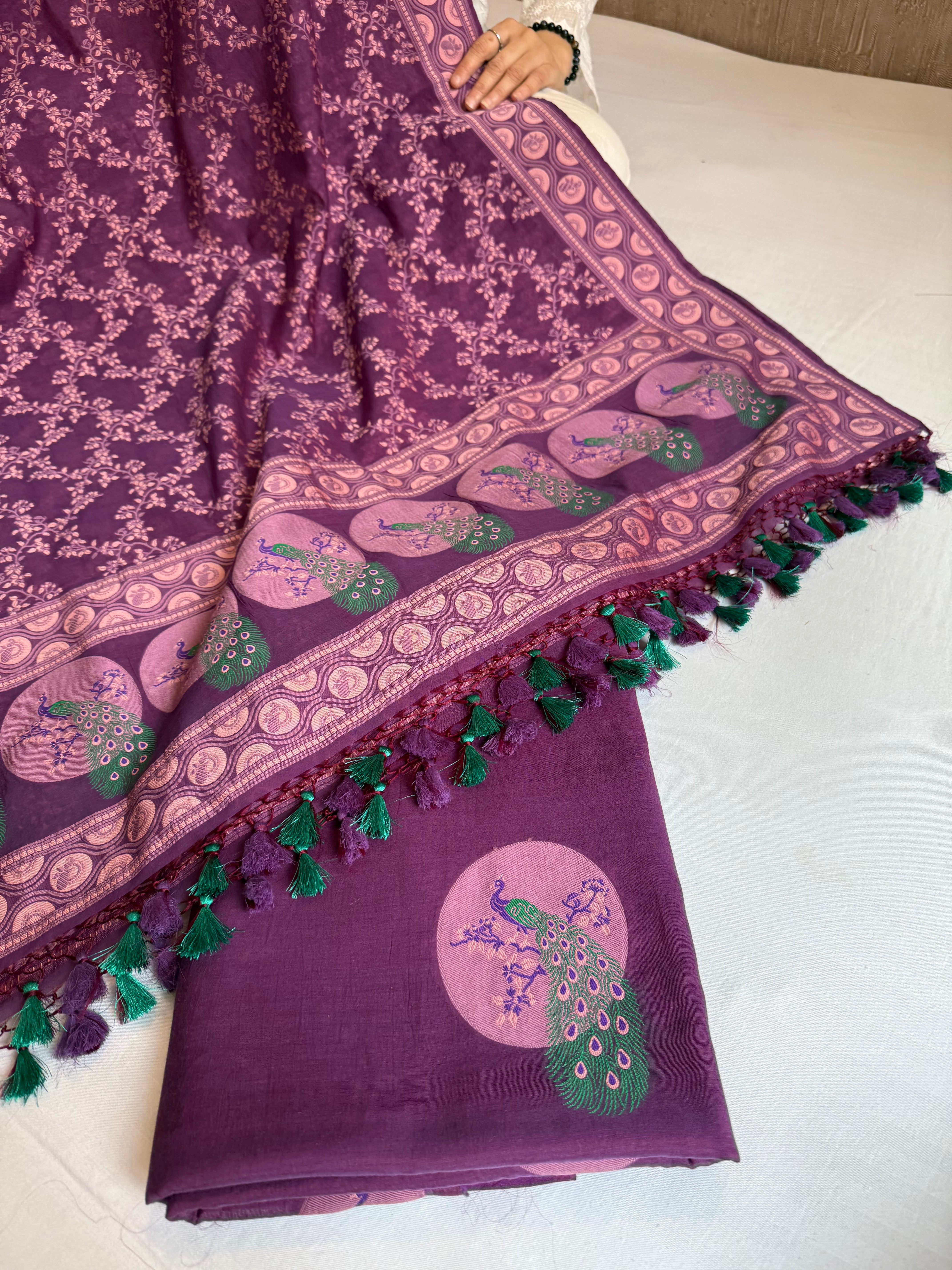 Banarasi cotton resham meenakari suit set