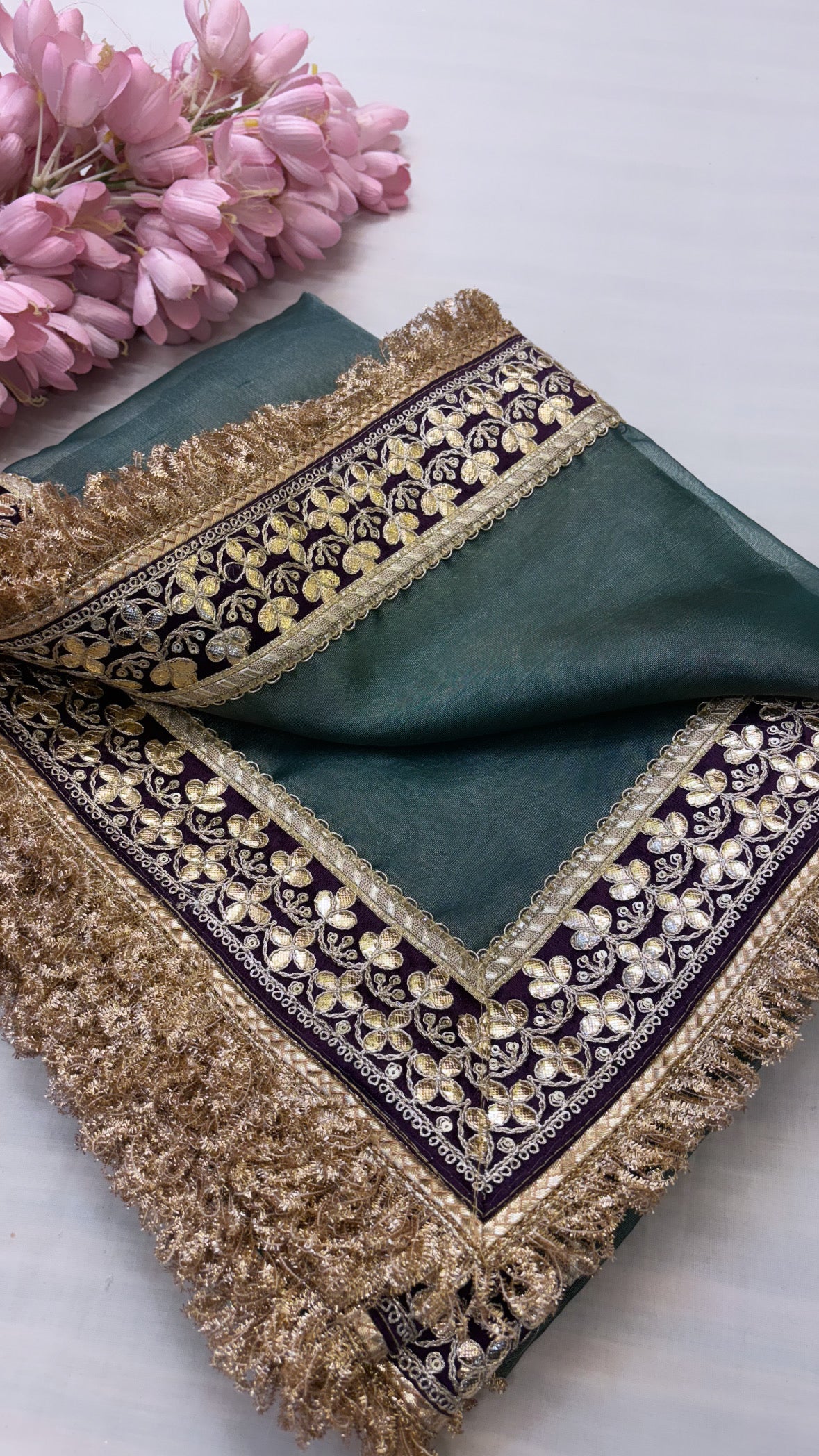 Noor teal blue tissue silk saree
