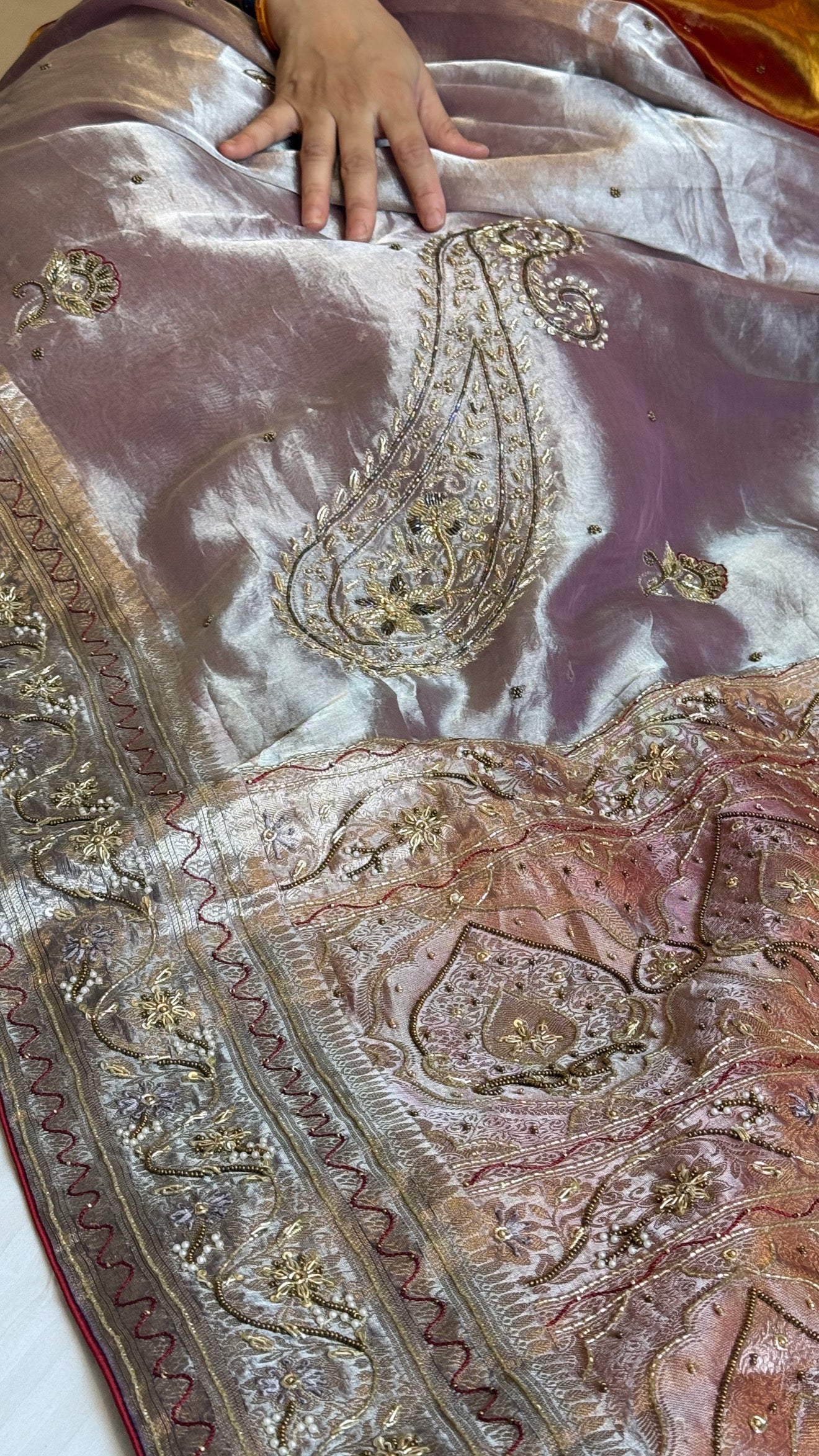 Dulhan ka gehna - Banarasi border zardozi border blush pink kadhwa hand embroidered saree