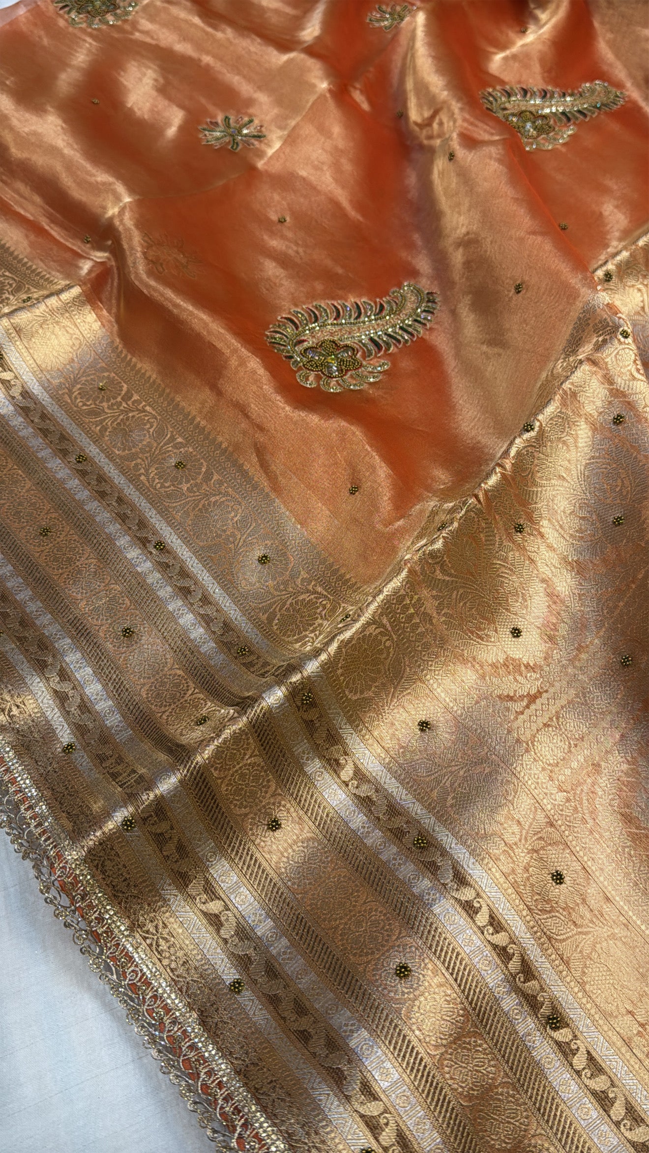 Dulhan ki maa wali sarees - Husn tissue silk hand embroidered kadhwa saree