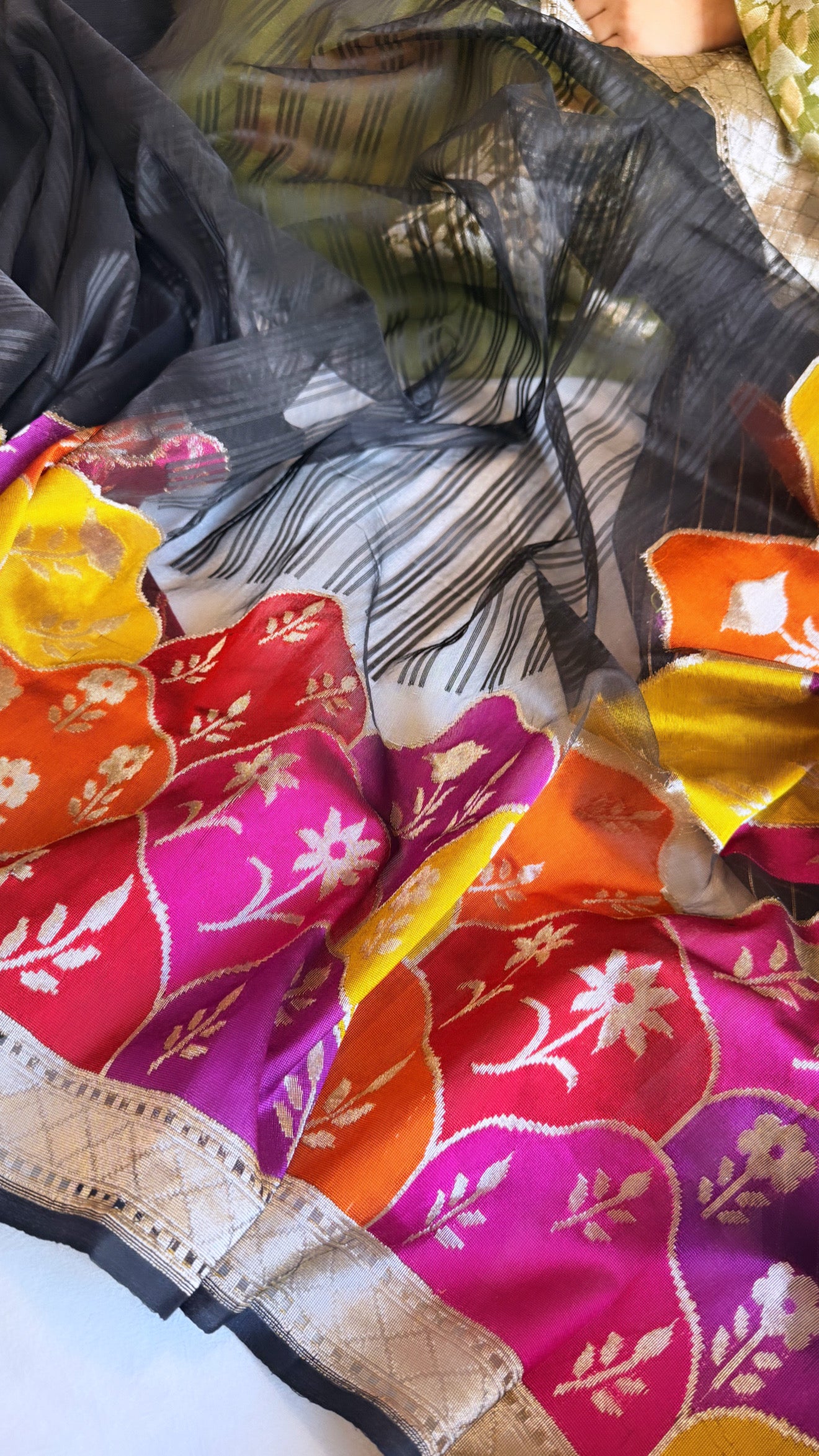 Banarasi silk net edit - Black silk net pure banarasi kadhwa saree