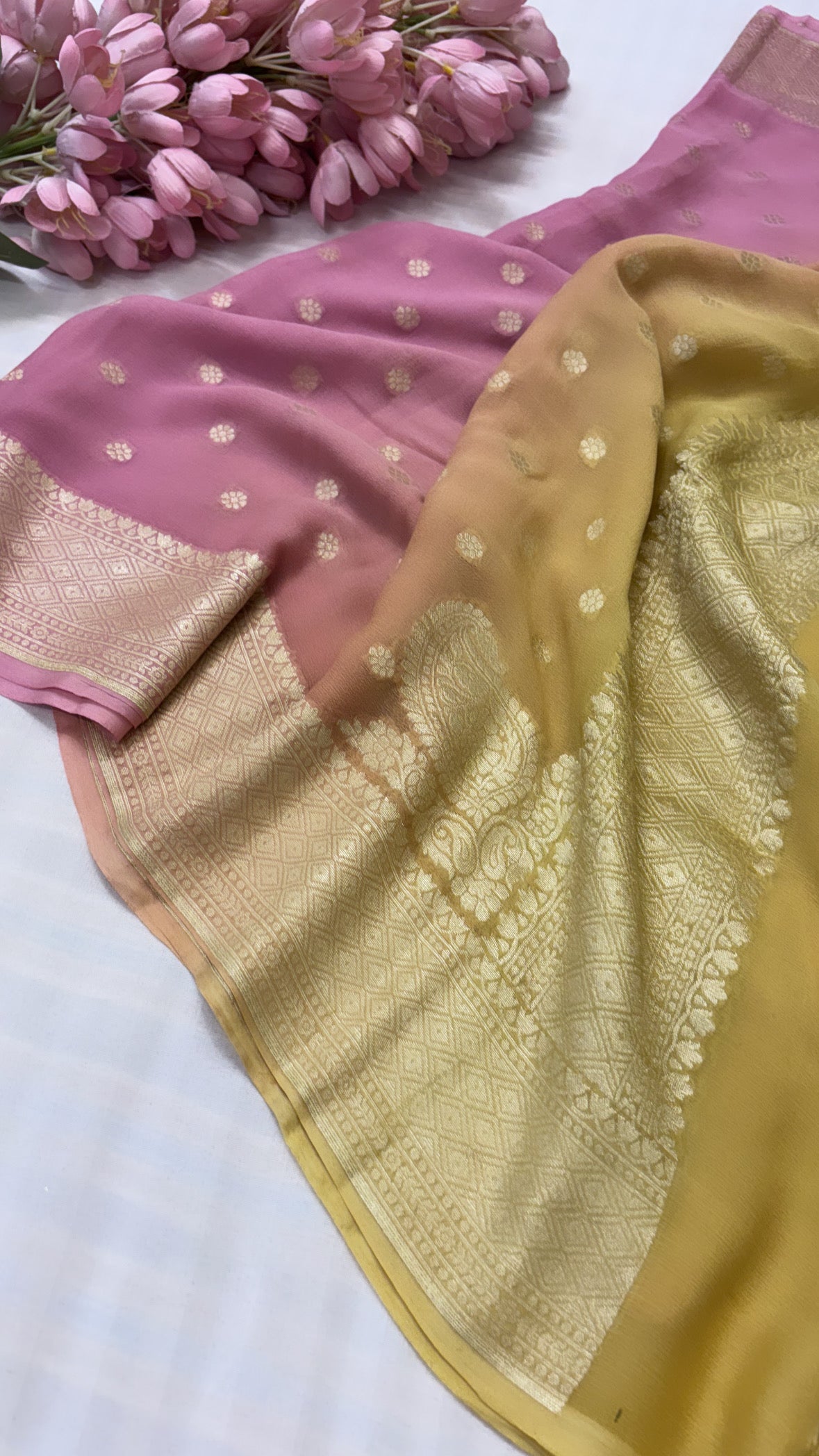 Moonga silk kadhwa ombre shaded kohniya duppata