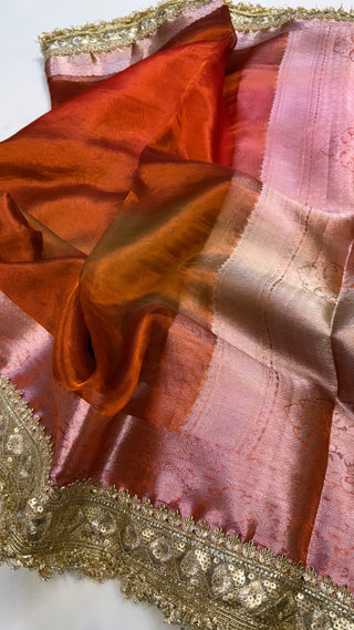 Maharani rang-birangi multicolour shaded tissue silk saree