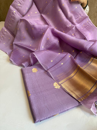 Dusty lilac kora silk kadhwa buti suit set