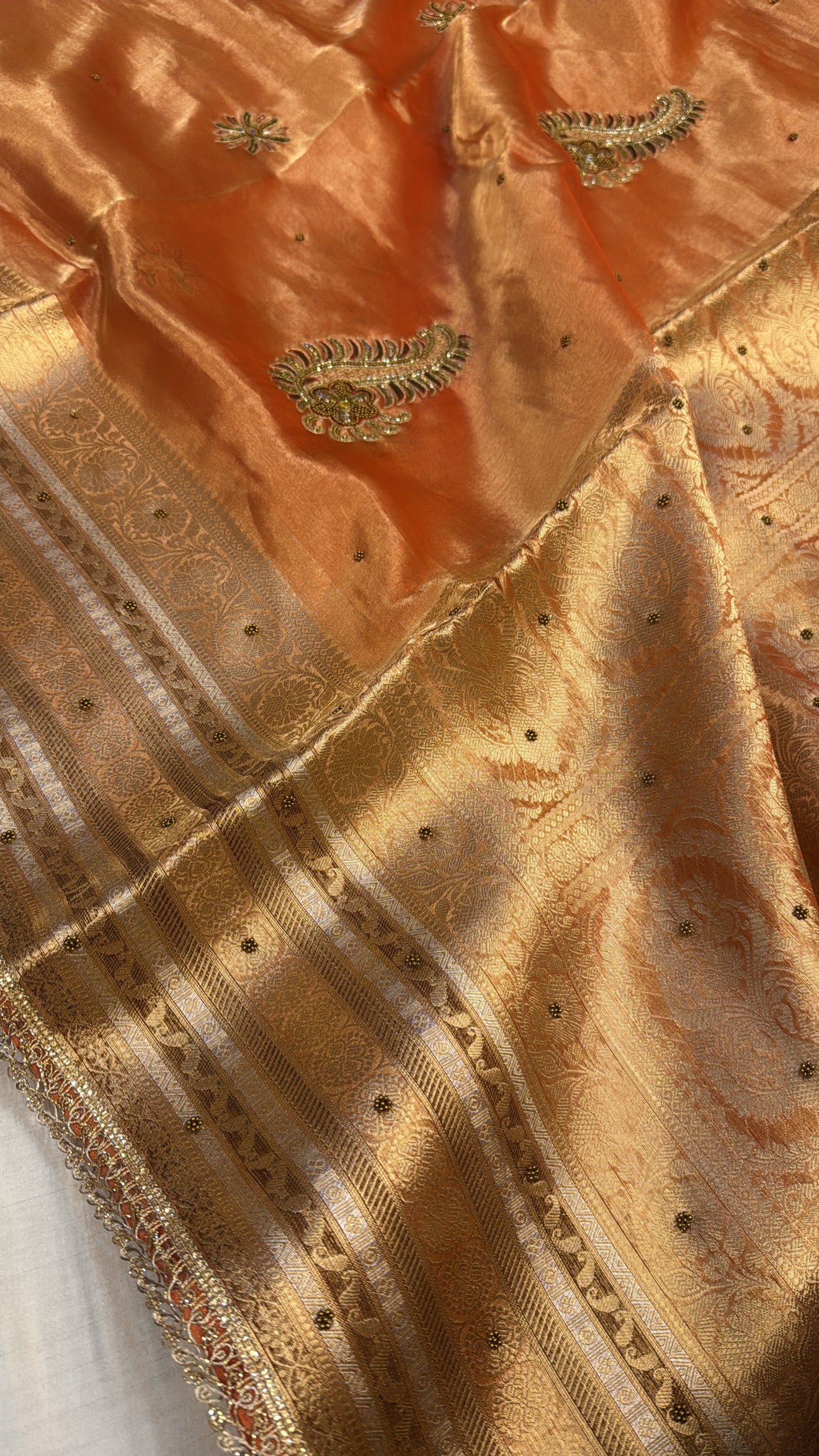 Dulhan ki maa wali sarees - Husn tissue silk hand embroidered kadhwa saree