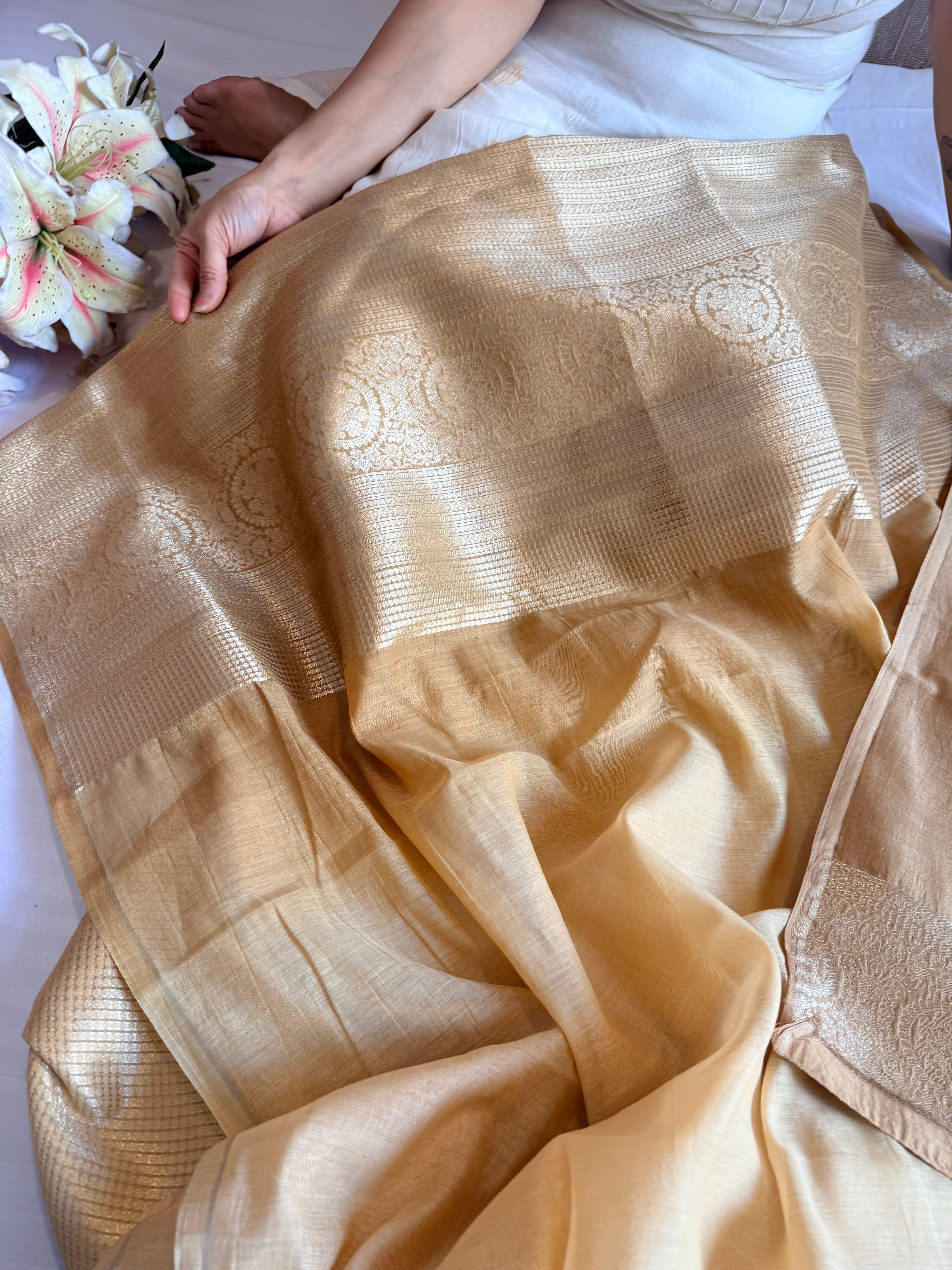 Mul cotton brocade banarasi kurta and bottom banarasi weaving co-ord set