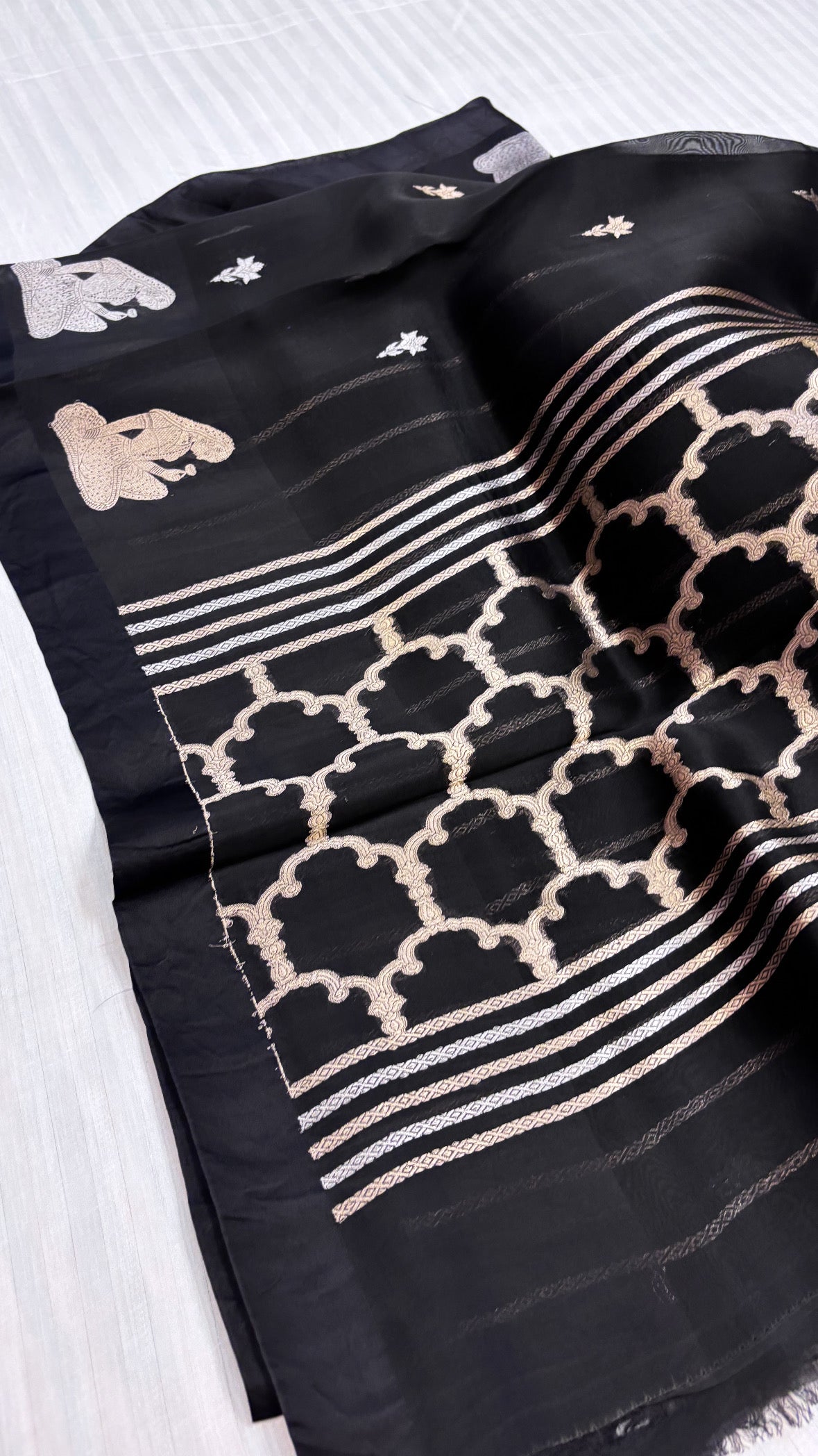 Leela kora silk black saree