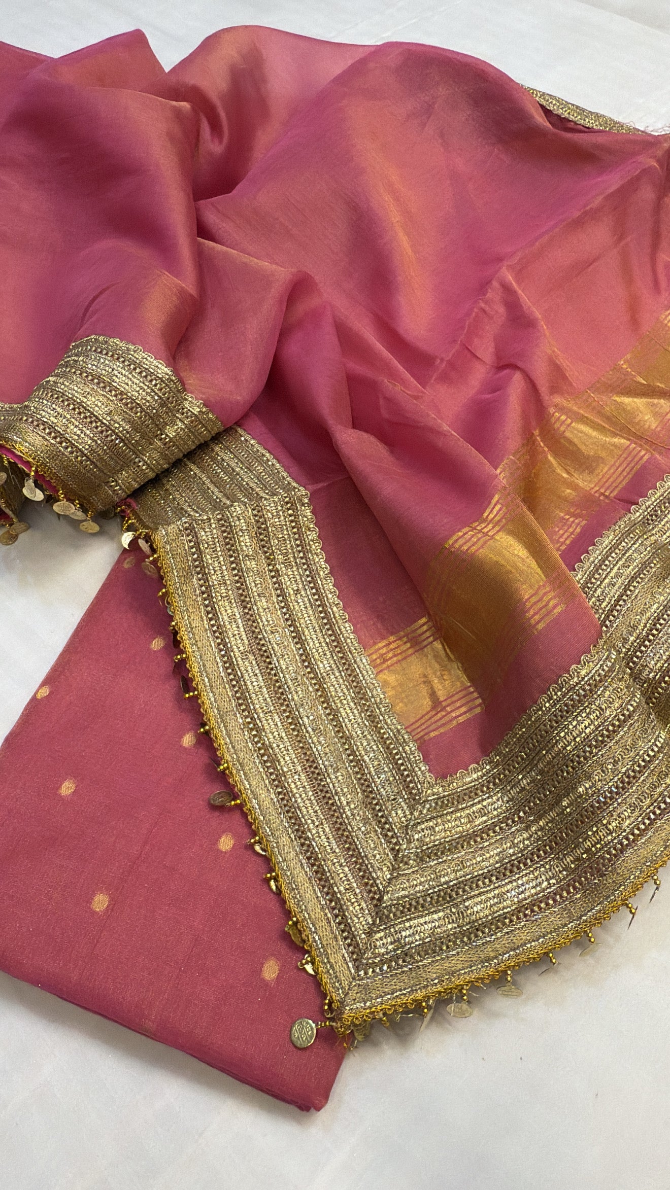 Mul cotton tissue banarasi suit set