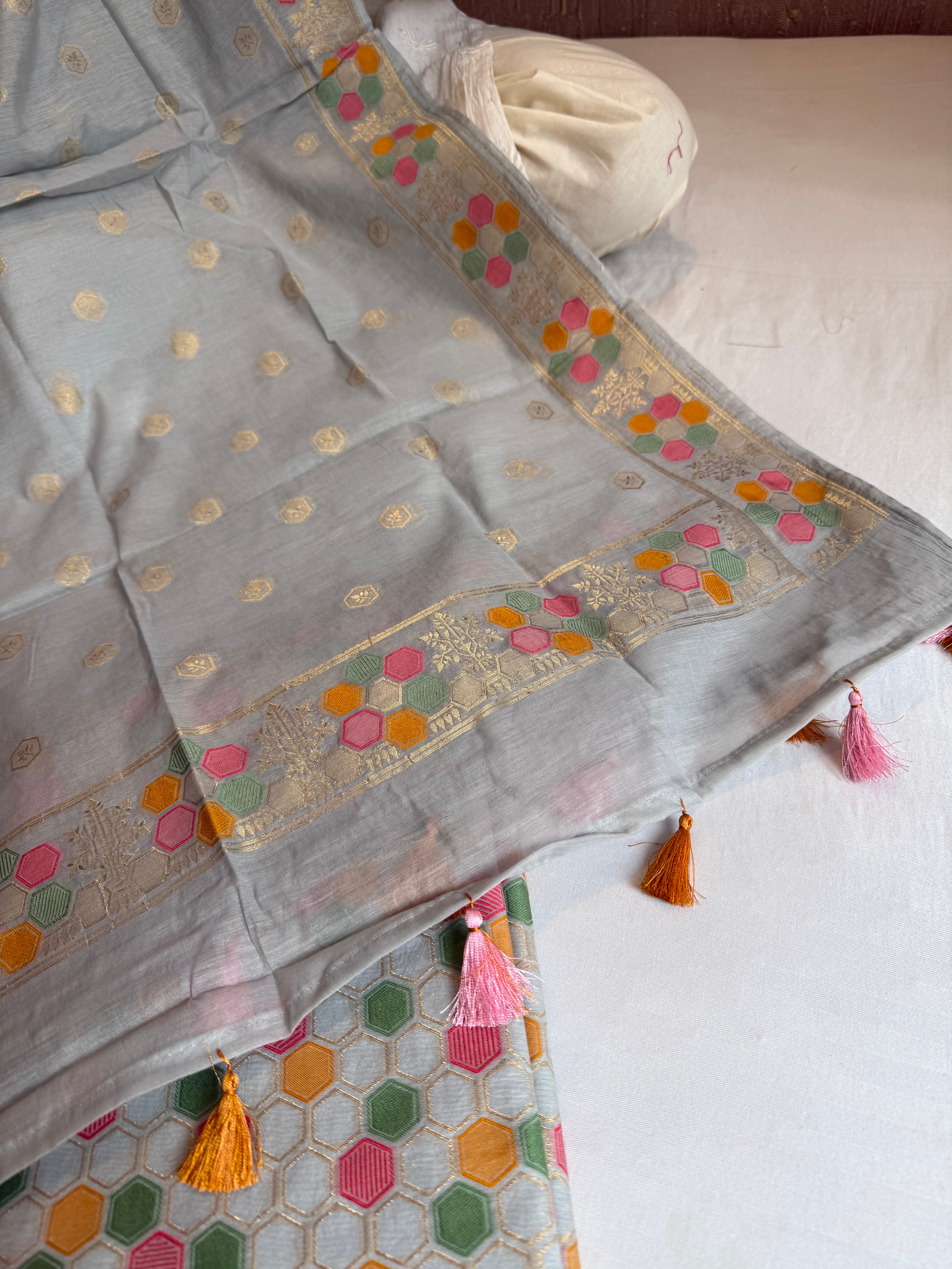 Banarasi cotton resham meenakari suit set