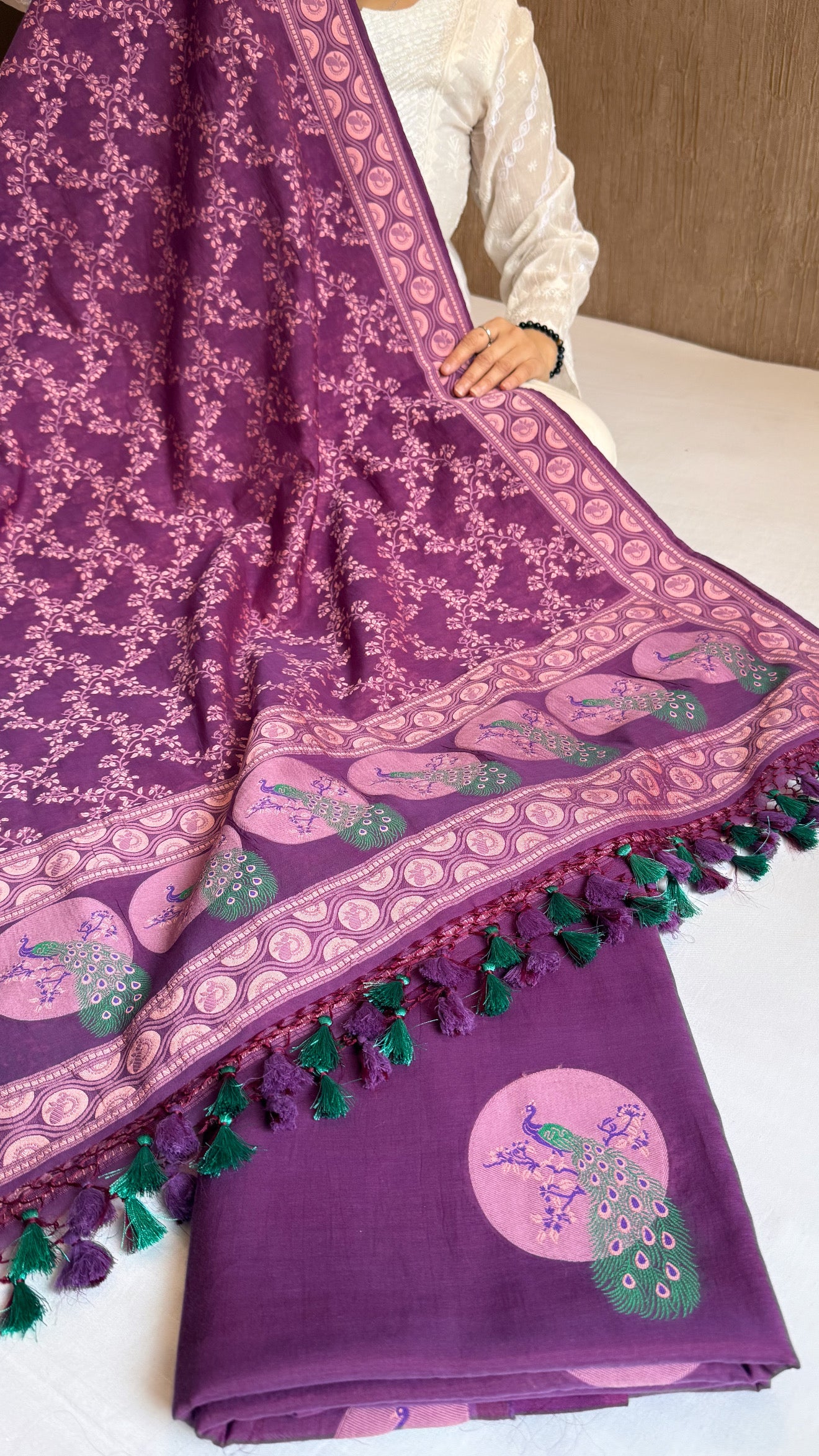 Banarasi cotton resham meenakari suit set