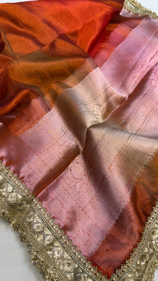 Maharani rang-birangi multicolour shaded tissue silk saree