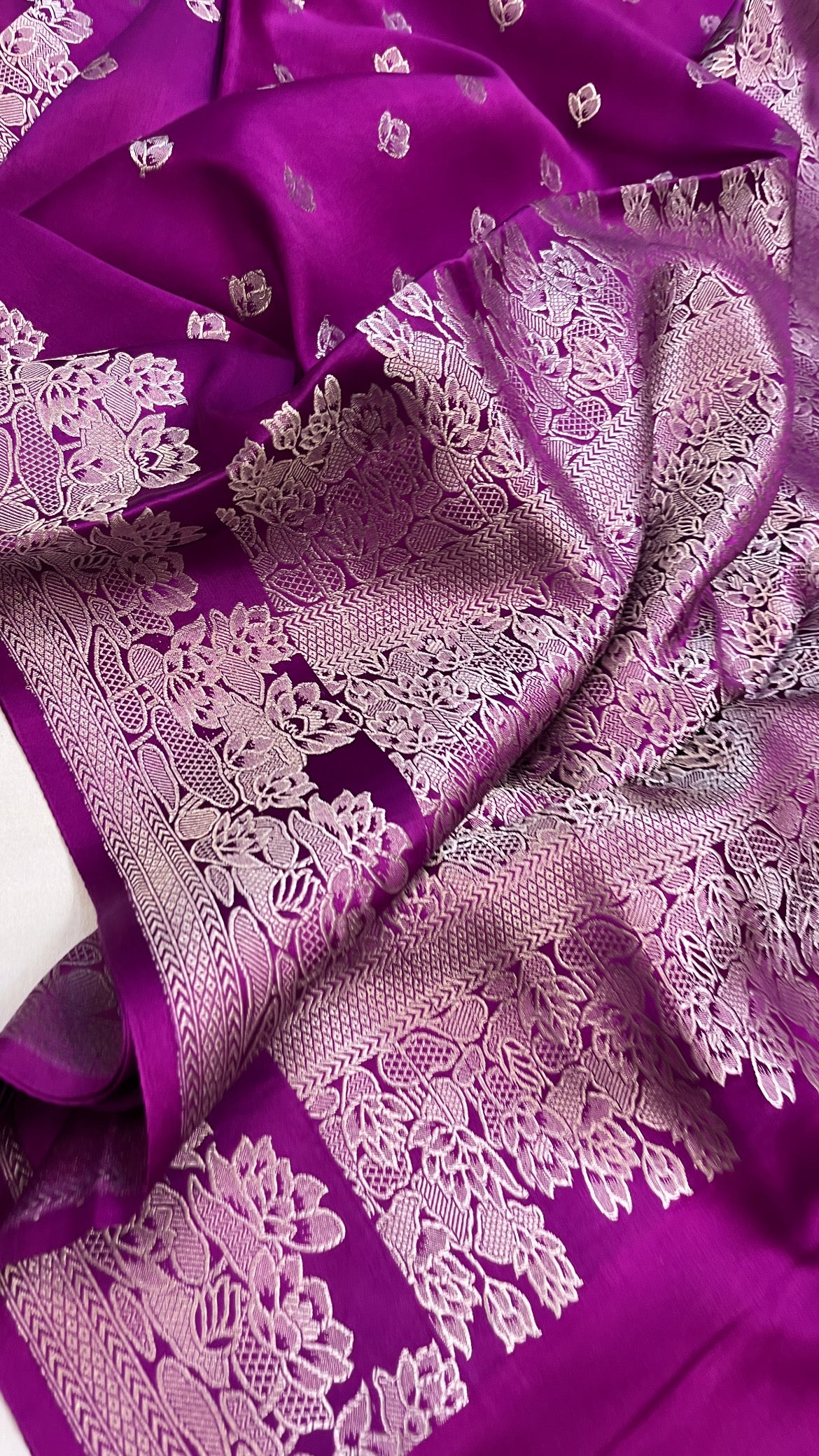 Grapewine purple mashru silk kadhwa buti saree