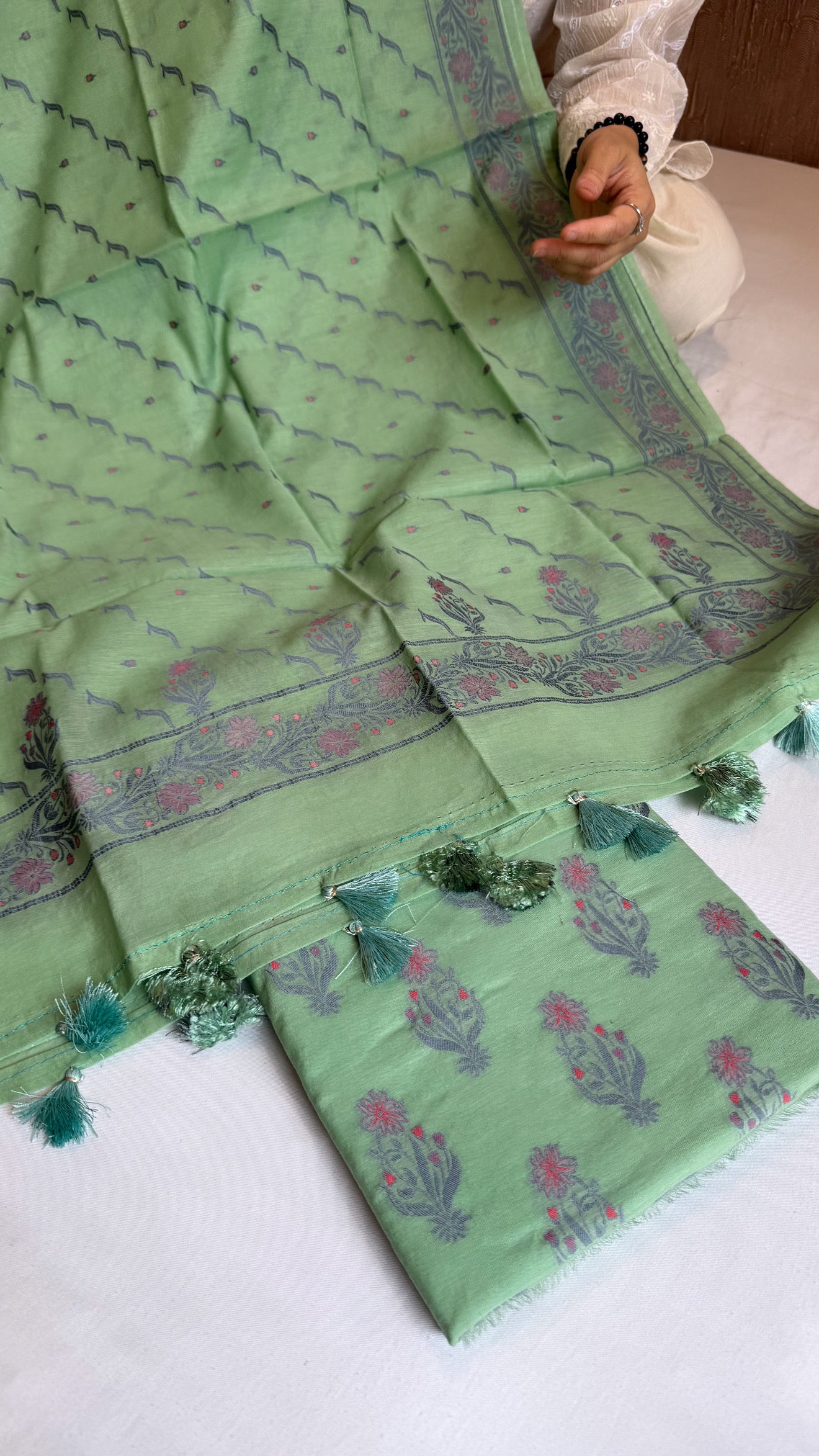 Banarasi cotton resham meenakari suit set