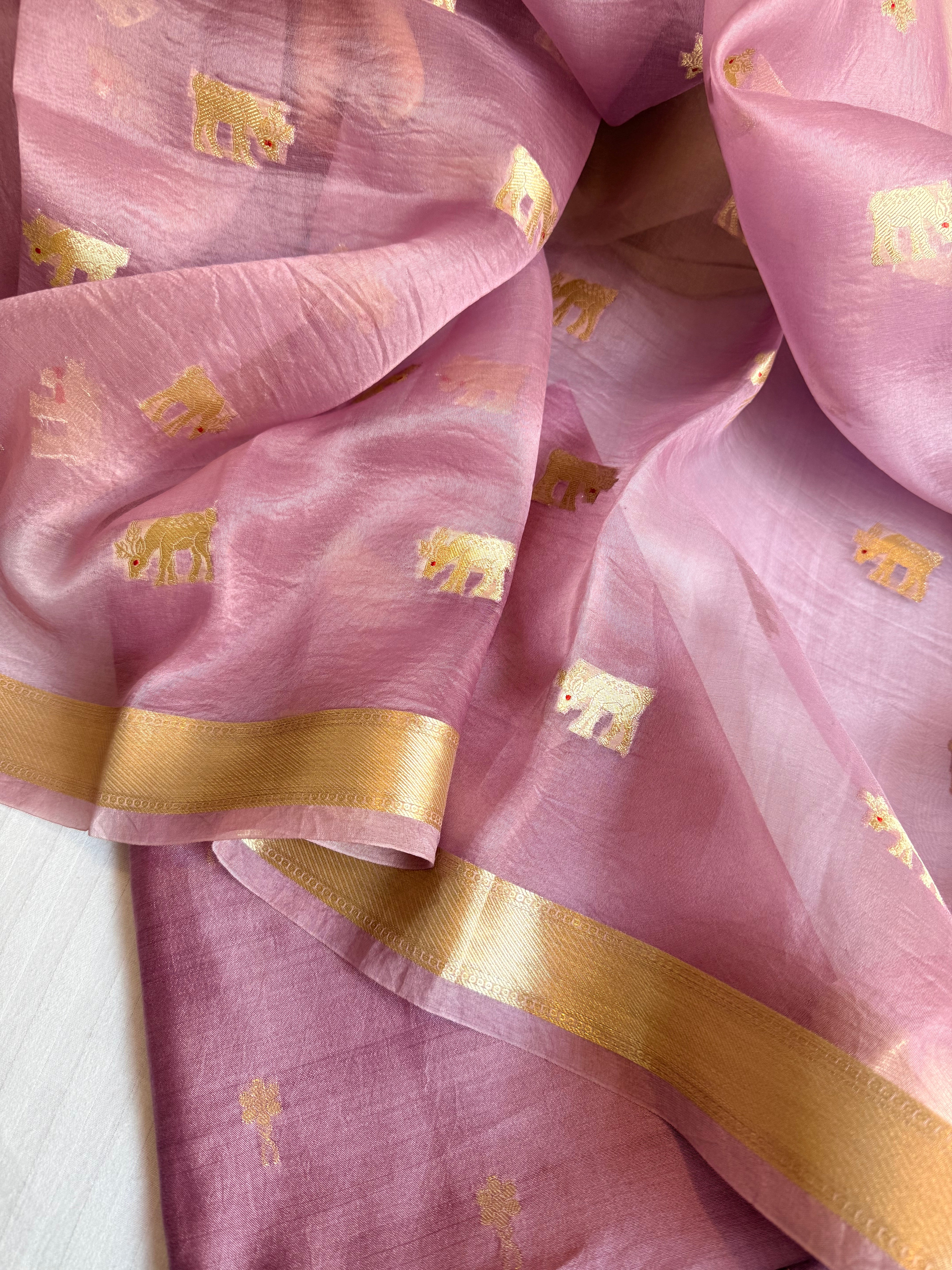 Summer suit sets - Spun chiniya silk kadhwa buti kora silk duppata suit sets