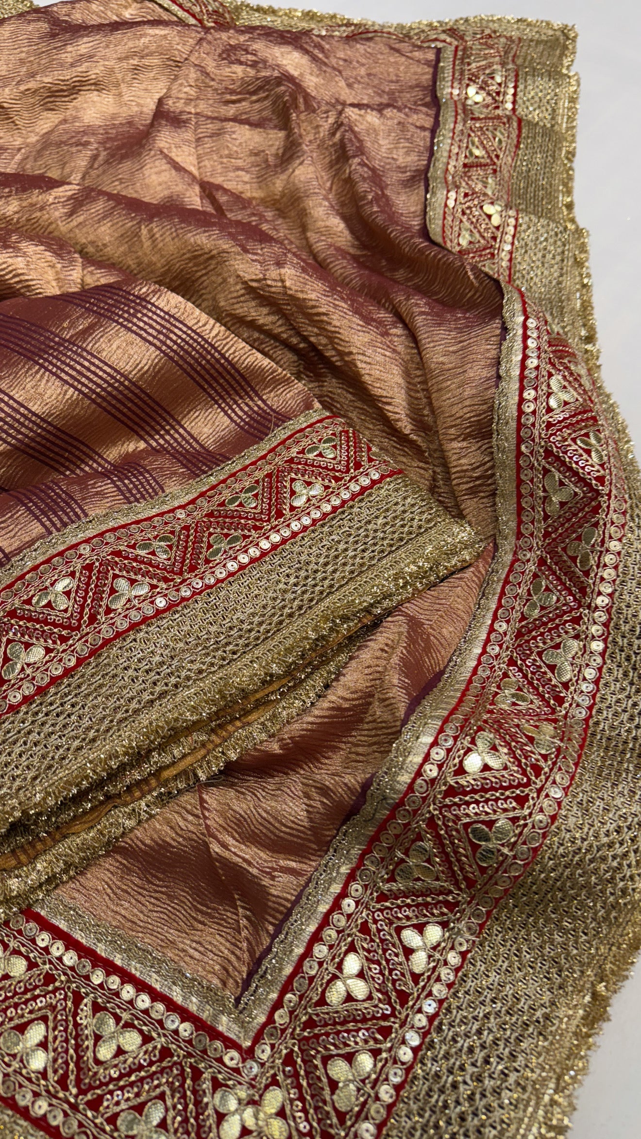 Moonga crushed tissue silk plum shade saree