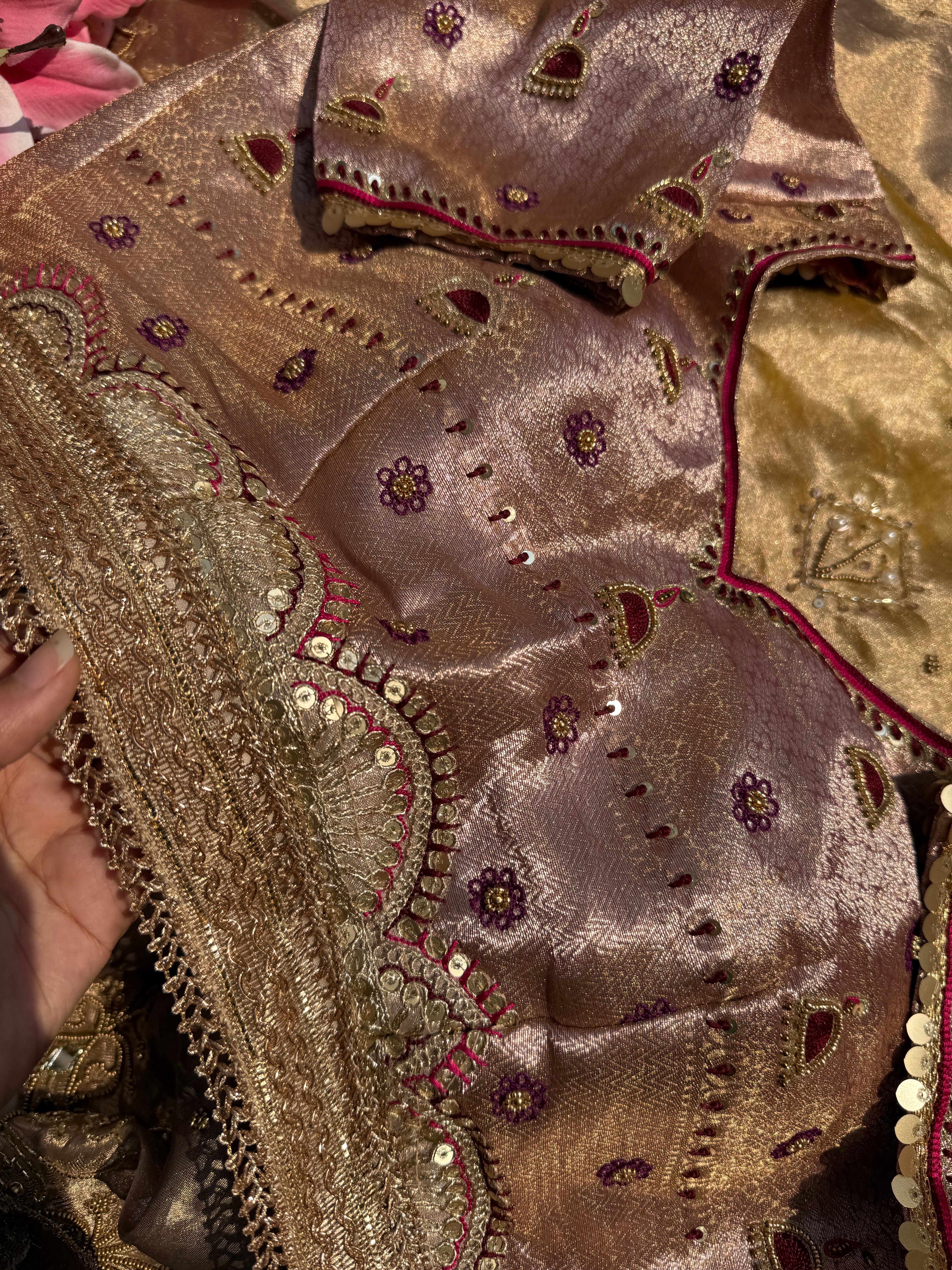 Plum free size tissue silk blouse piece