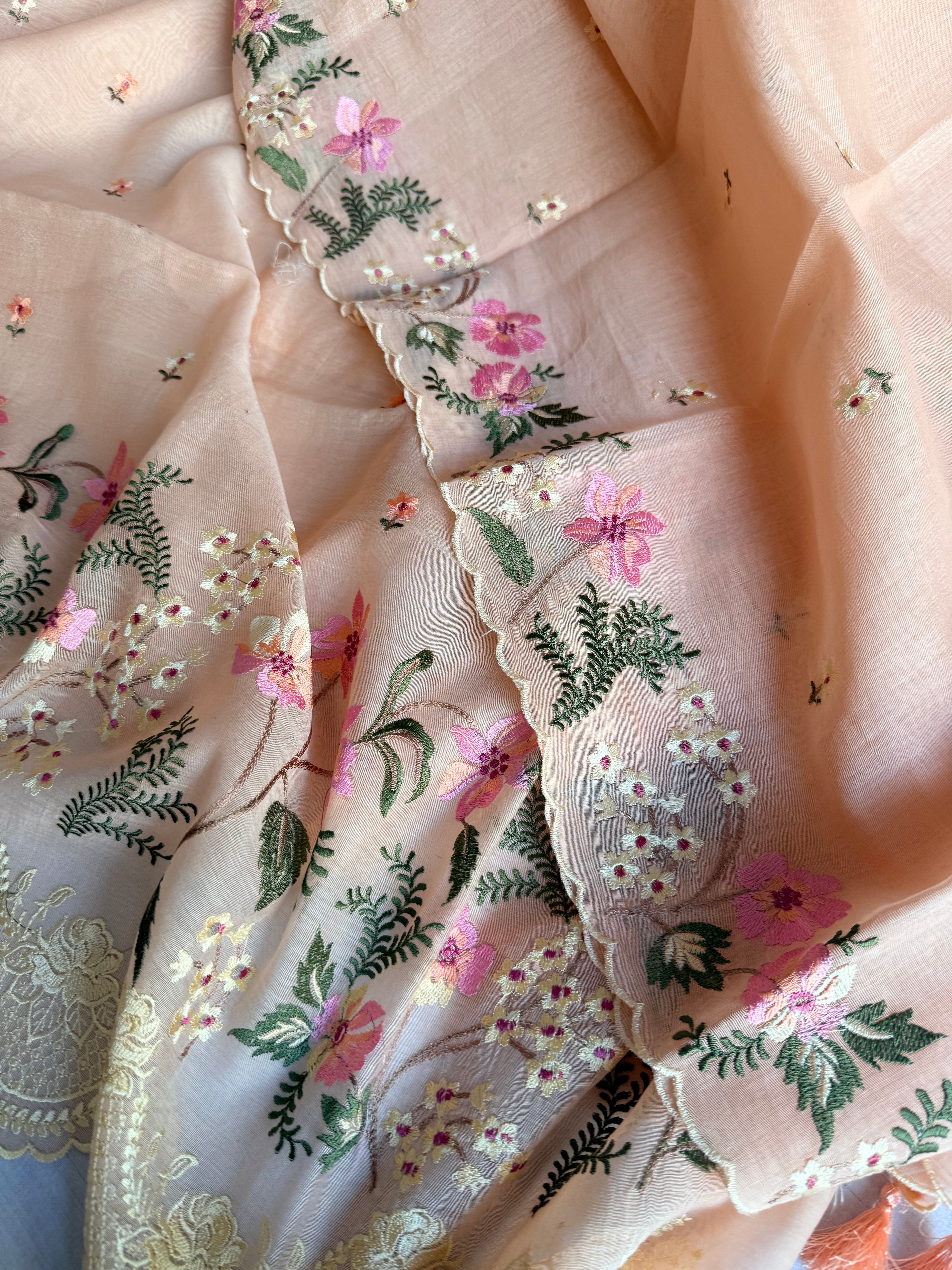 Suits under 10k - Mul cotton parsi gara hand embroidered suit set