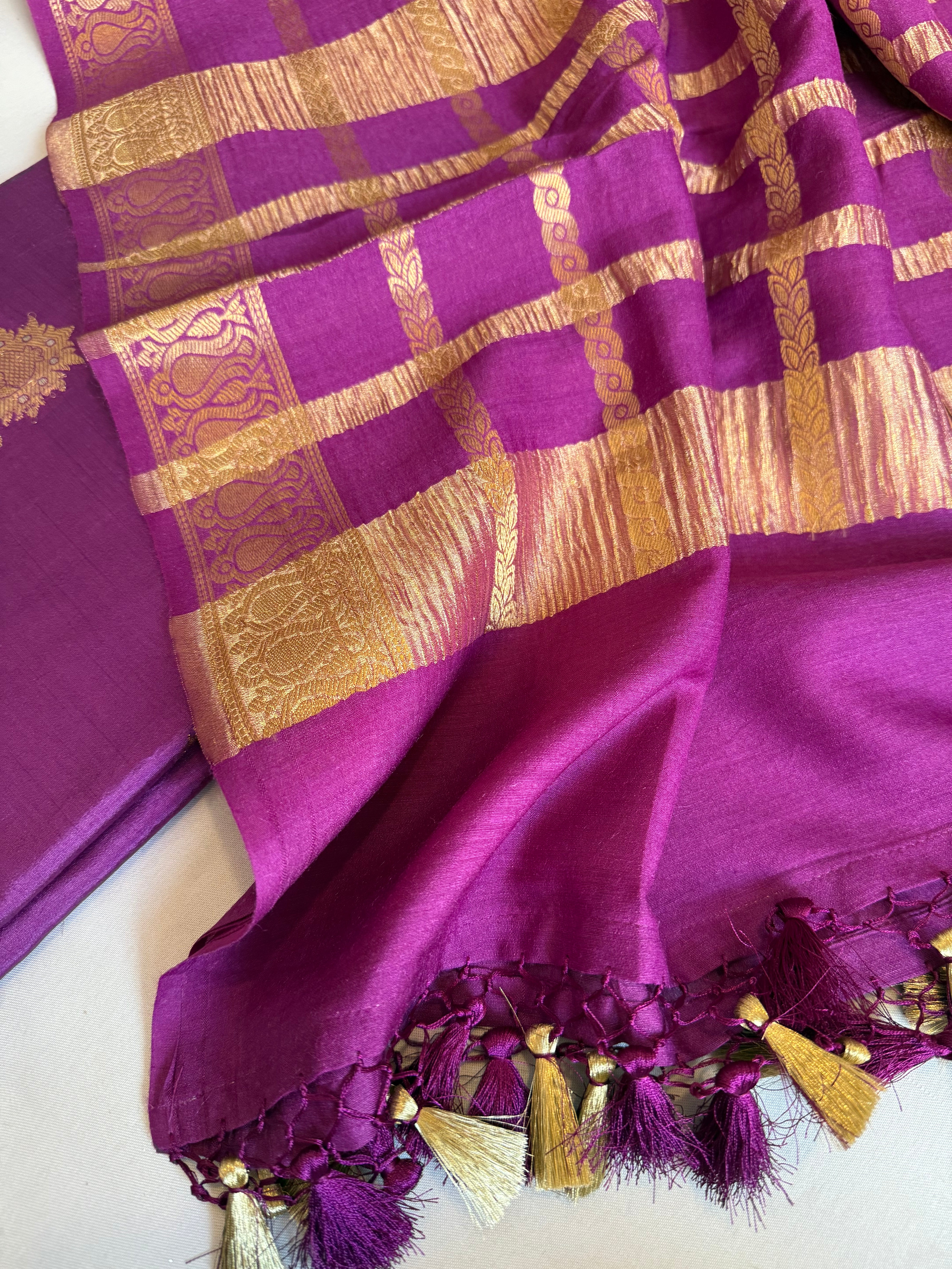 Chiniya silk purple kadhwa buti suit set
