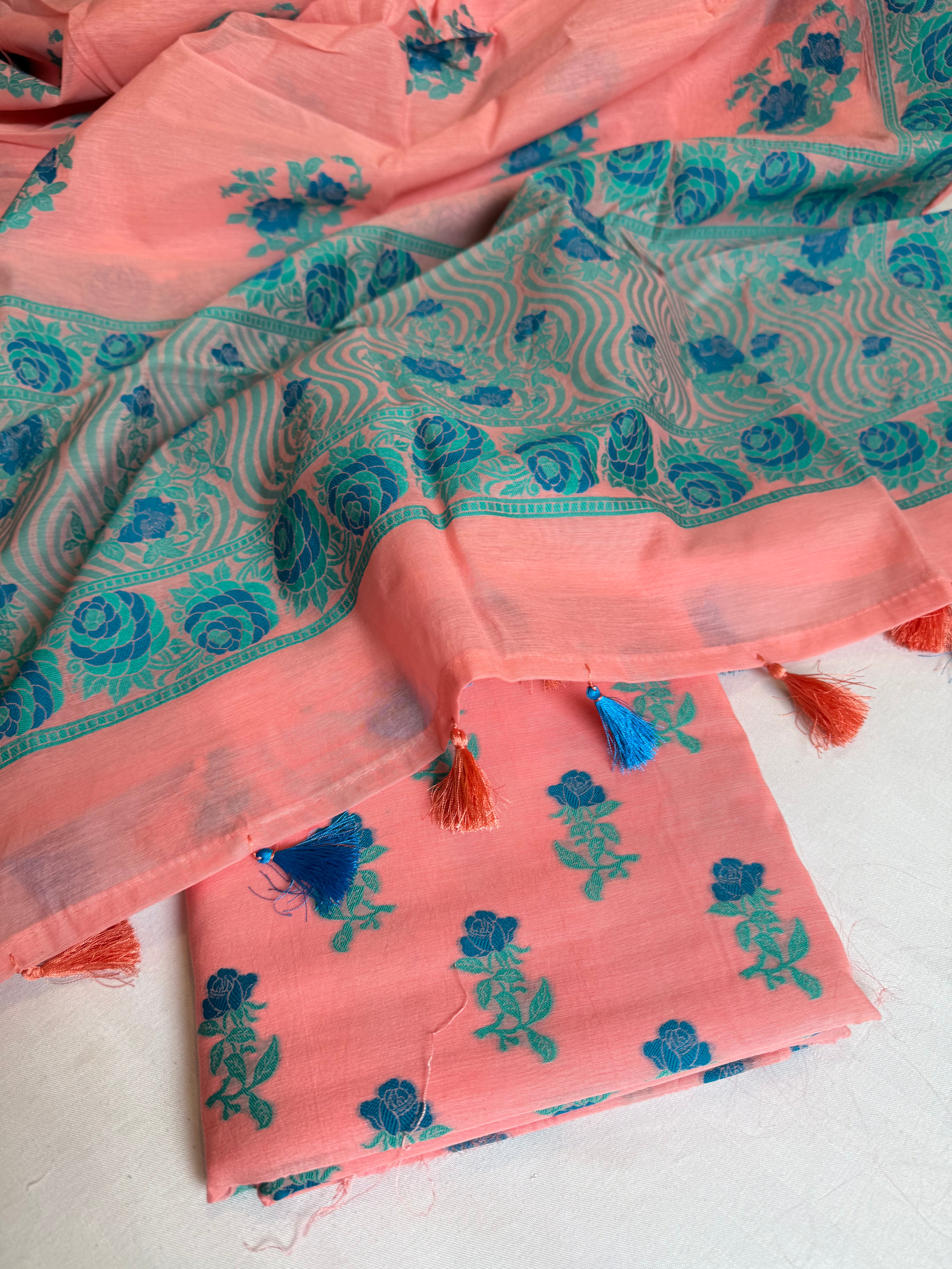 Banarasi cotton resham meenakari suit set