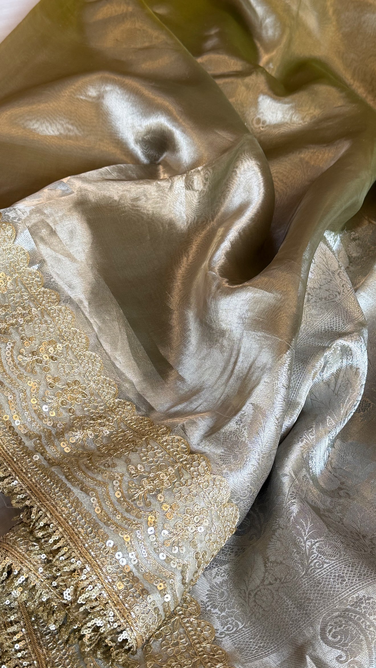 Earthy shades of rang birangi maharani tissue silk kadhwa saree