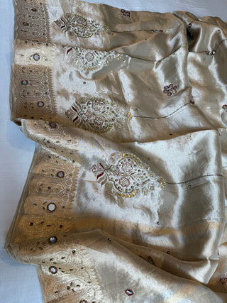 Kutchi inspired “sheesham edit” mirror work and meenakari work hand embroidered saree