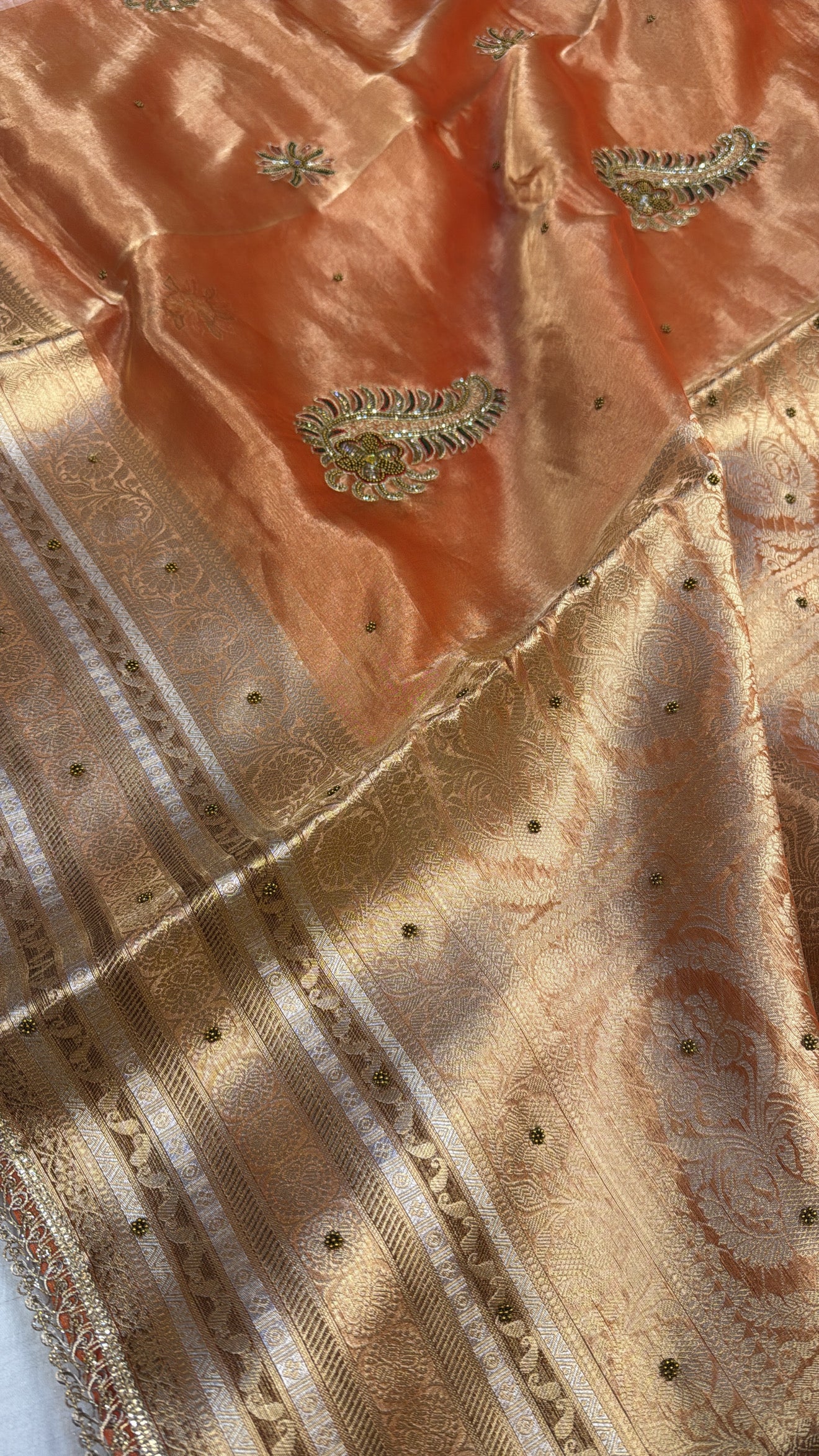 Dulhan ki maa wali sarees - Husn tissue silk hand embroidered kadhwa saree