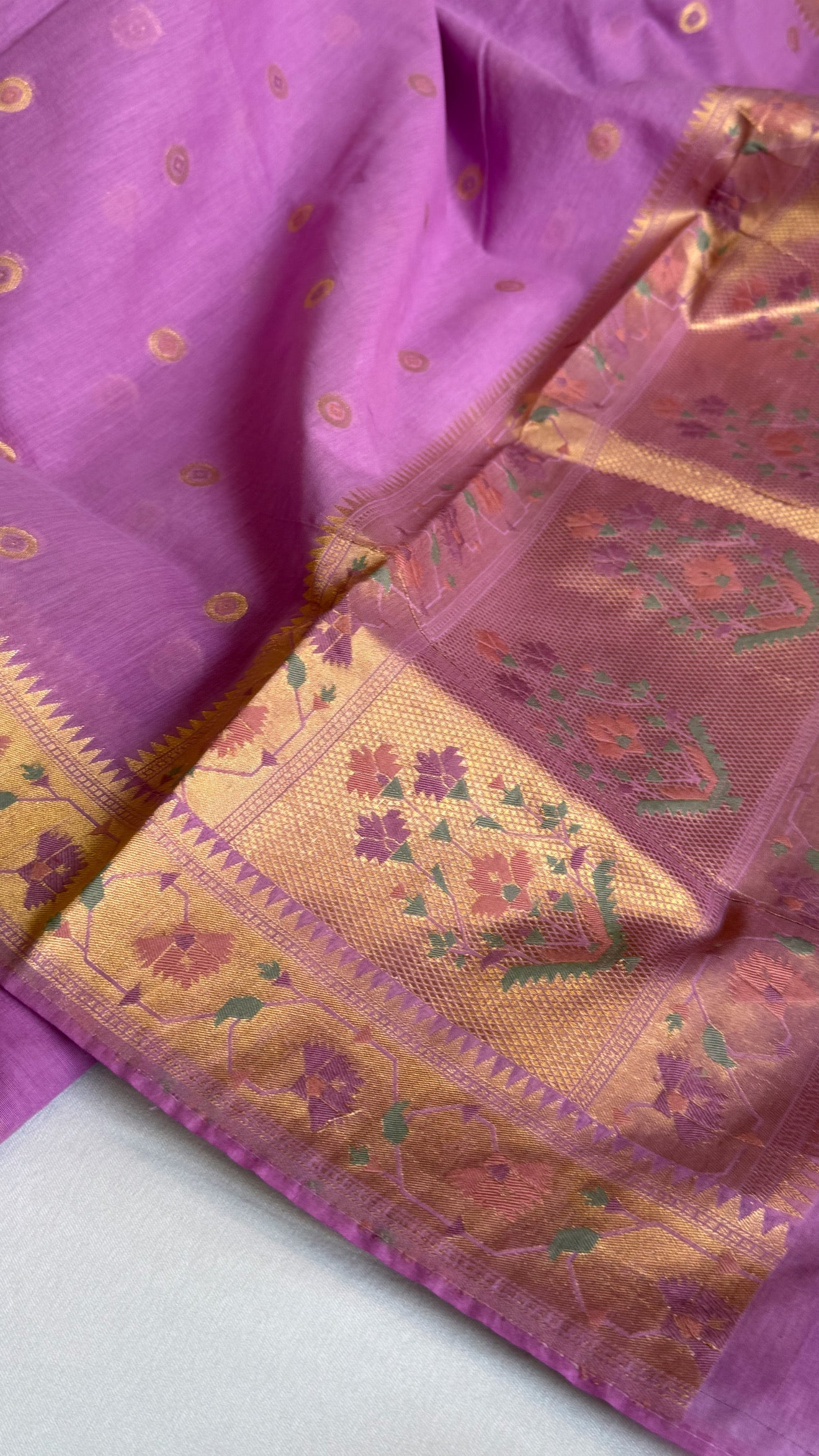 Deep lavender banarasi cotton meenakari kadhwa suit set