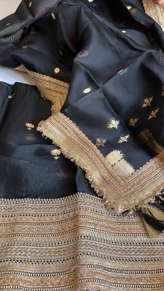 Black kora silk gotapatti kadhwa suit set