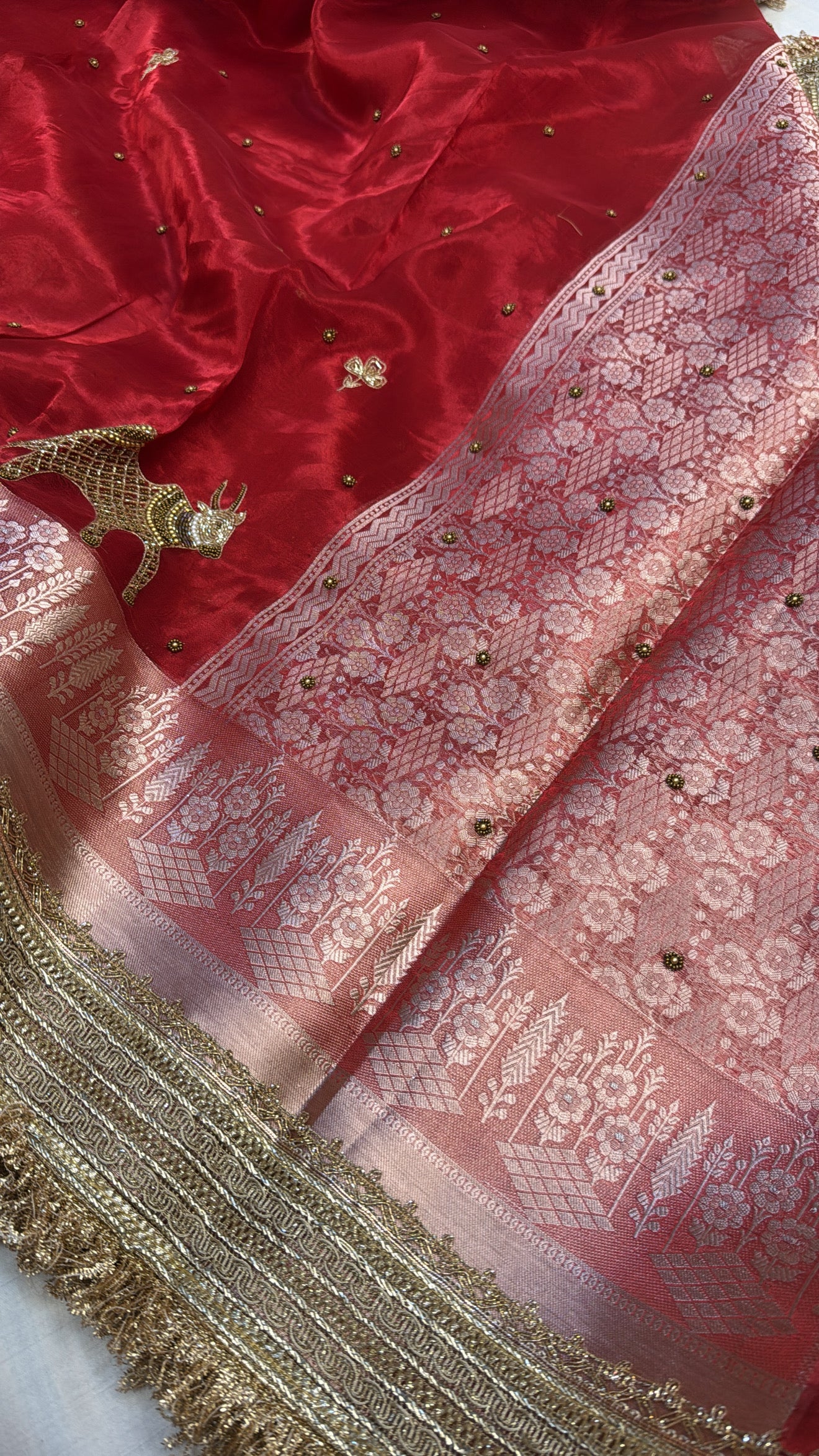 Dulhan ki maa wali sarees- Husn tissue silk hand embroidered kadhwa saree