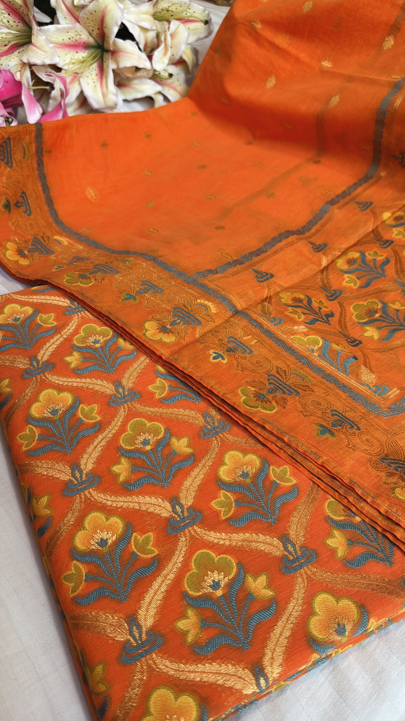 Banarasi cotton silk kadhwa meenakari suit set